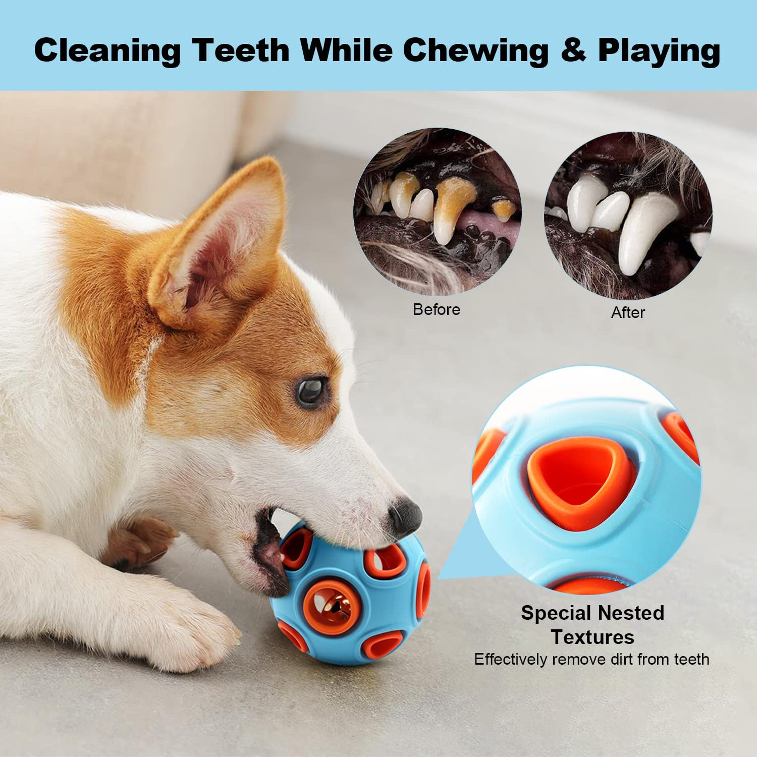 Dog Toys, Dog Toy Ball Indestructible Dog Chew Toys Ball Interactive Giggle Ball for Dog, Treat Dispenser Dog Toy Ball for Large, Medium and Small Dog, Relieve Anxiety and Boredom image number 6