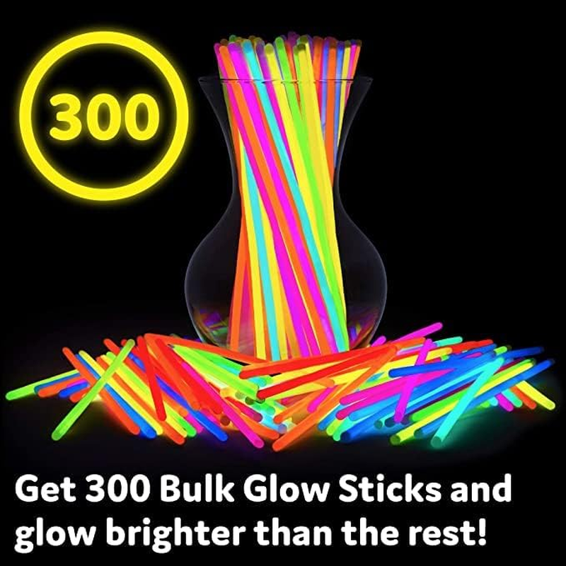 300 Pcs Glow Sticks Bulk 8" Glowsticks - Glow in the Dark Light up Sticks Party Favors,Glow Party Decorations, Neon Party Glow Necklaces ,Christmas,Halloween Party Supplies Pack image number 2