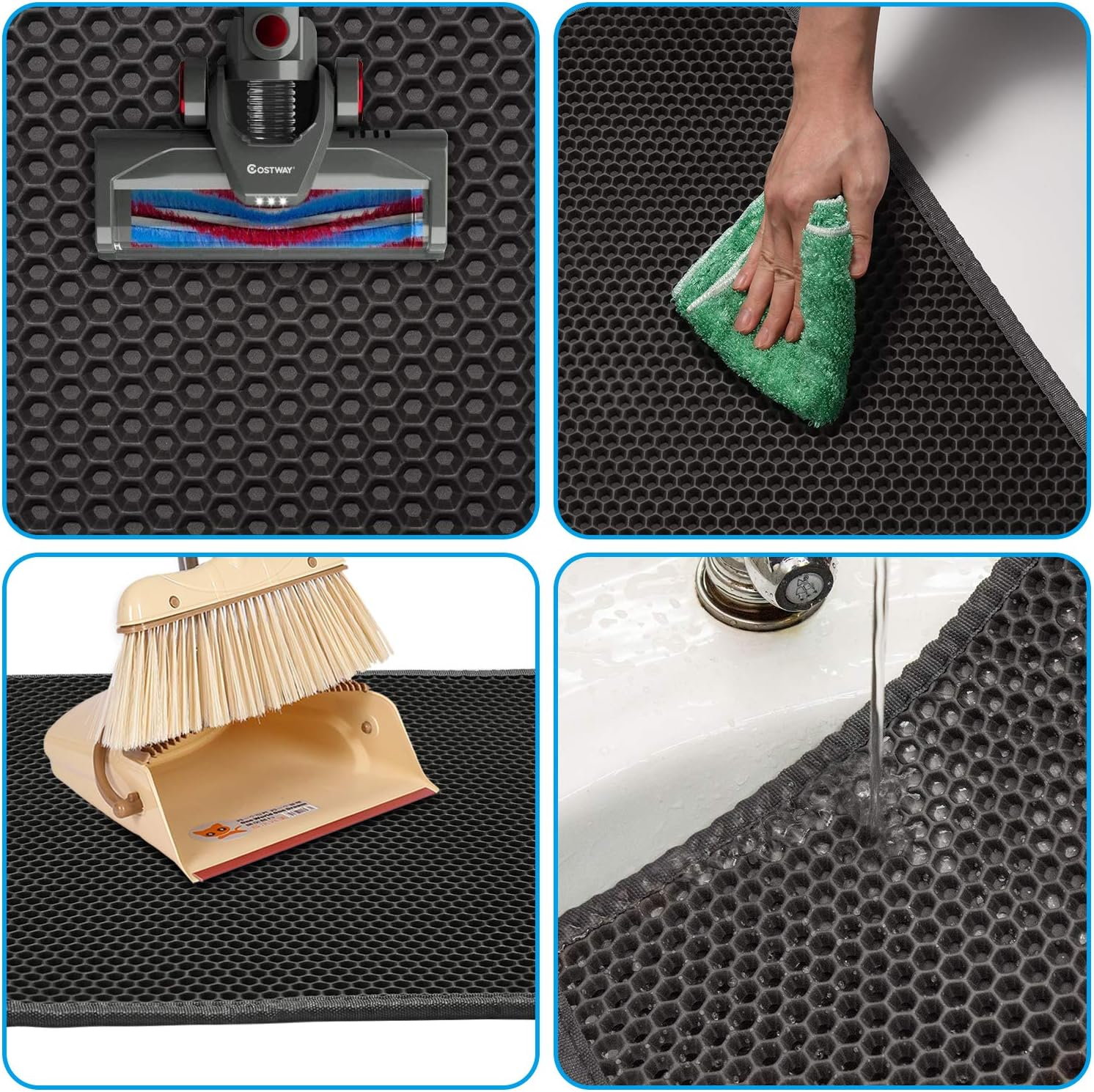 Cat Litter Mat Litter Boxes Trapper Mat Trapper Size 24" X15", Honeycomb Double-Layer Waterproof Urine Proof Material, Easy Clean Washable and Floor Carpet Protection (Light Grey) image number 2