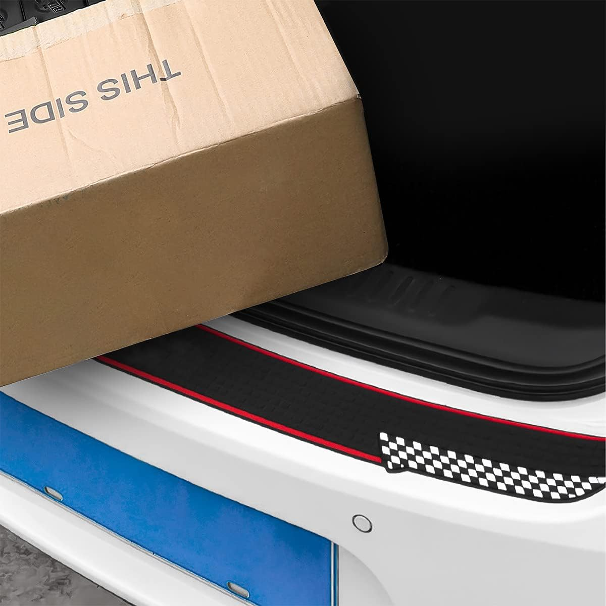 Car Rear Bumper Guard Protector, Universal Black Rubber Anti-Scratches/Slip Trunk Door Protective Pad for Most Cars, Auto Accessories for Men Women (Black) image number 1