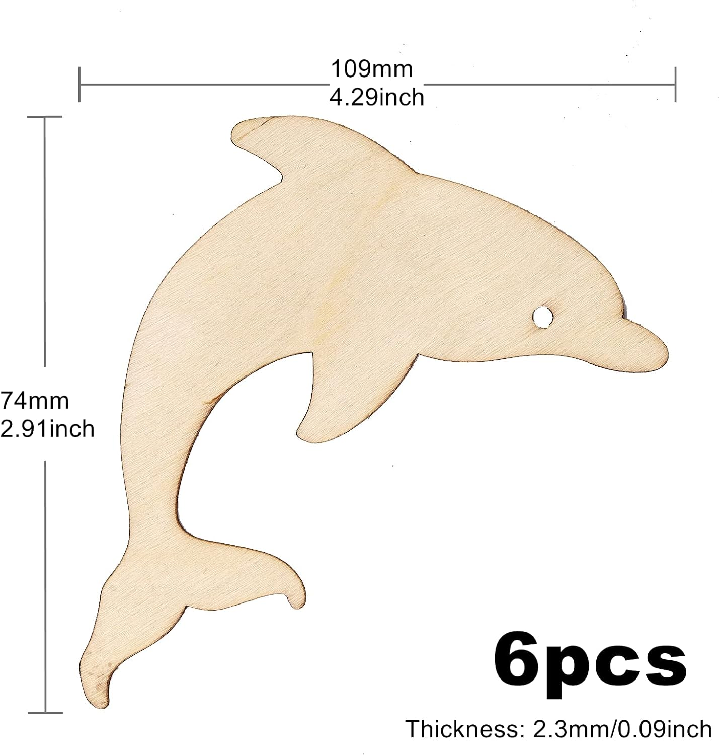 24Pcs Sea Animal Wooden Craft Decorations for DIY Gift Tags, Hand Coloring Kids, Holiday Party, Create Hanging Ornaments image number 3