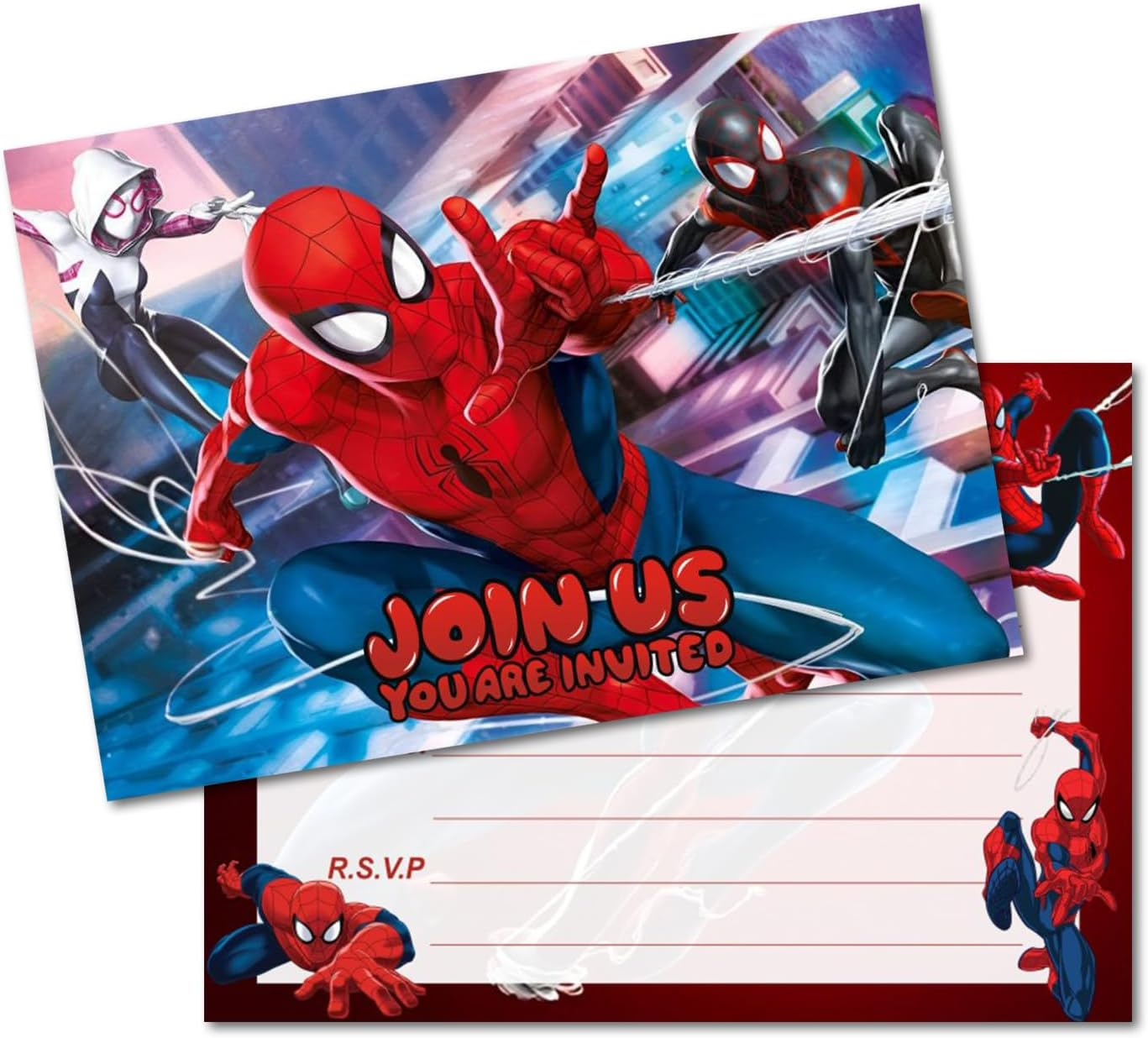 20Pcs Spiderman Party Invitations for Kids, Spidey Theme Birthday Party Invites Card for Girls Boys Birthday Celebration Party Supplies image number 5
