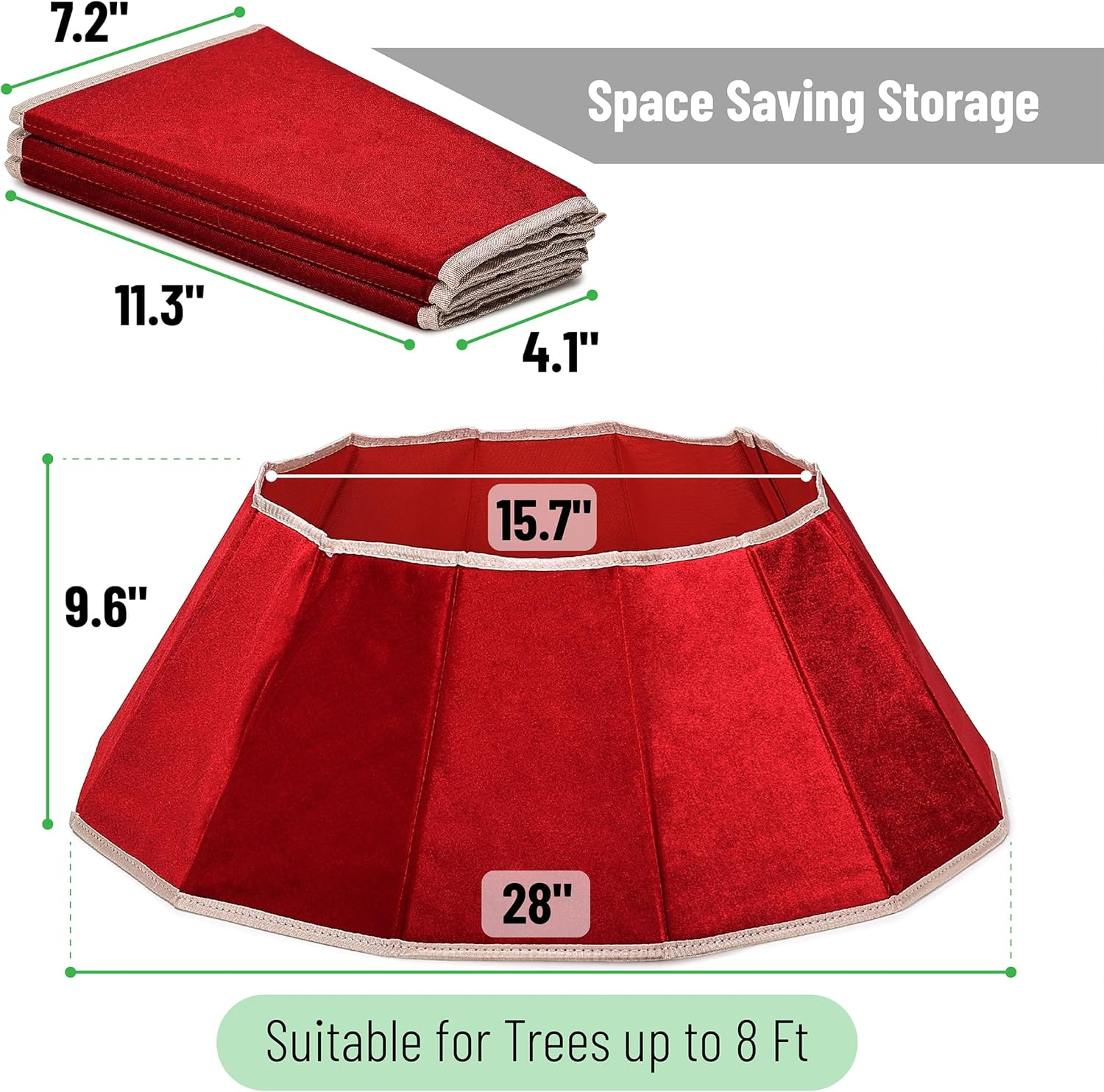 Mr. Pen- Christmas Tree Collar, 28&rdquo; Red Tree Collar for Pencil Tree, Christmas Tree Collars for Artificial Trees, Christmas Tree Base Cover, Xmas Tree Collar for Christmas Tree Cover Base image number 3