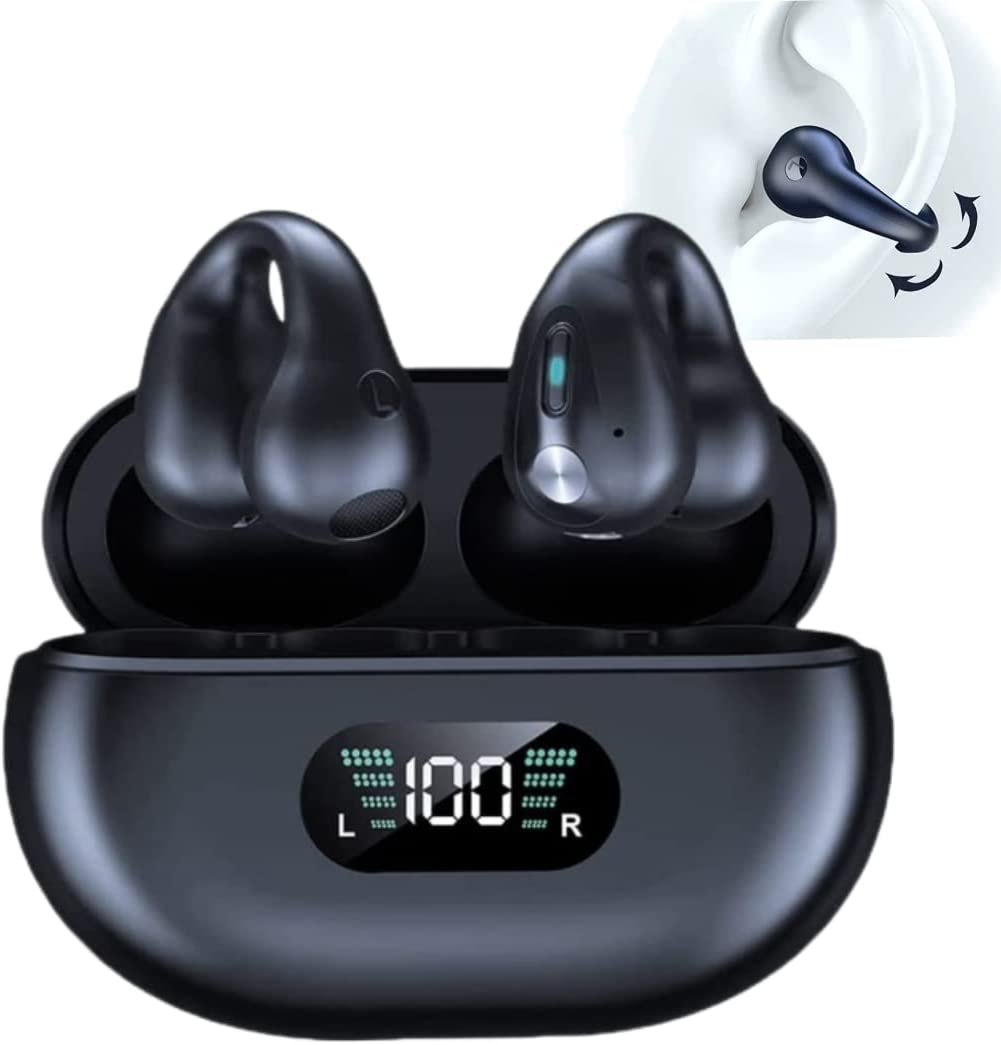 Wireless Ear Clip Bone Conduction Headphones Bluetooth Painless Open Ear Clip on Headphone,Waterproof Mini Sport Running Bicycle Earring Earphone,Noise Cancelling Hifi Quality Long Battery Life image number 1