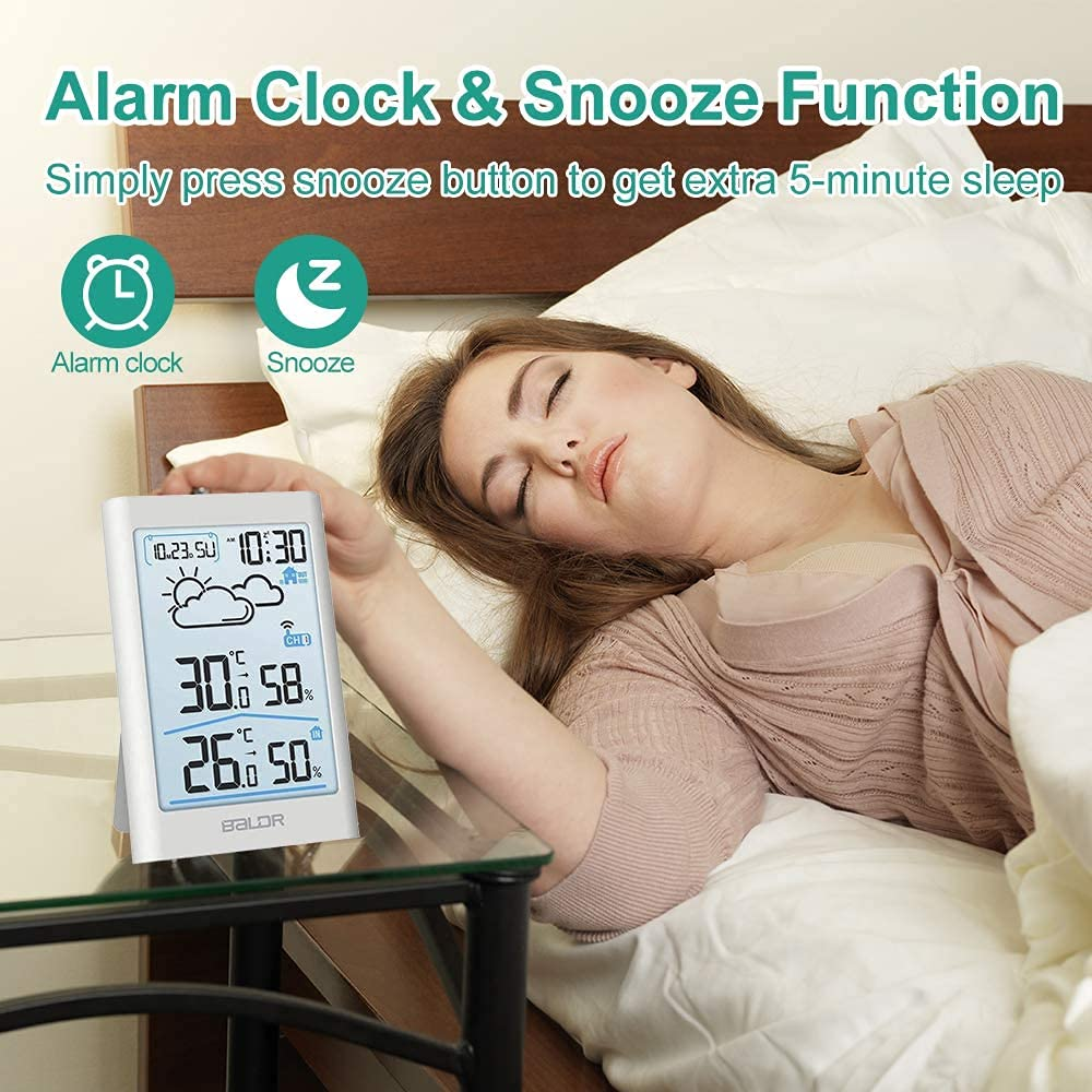Wireless Digital Weather Station with Indoor/Outdoor Temp & Humidity. Digital Thermometer, Barometric Pressure, Forecast, Alarm, Snooze, Calendar and Backlit LCD. Ideal for Home or Office Monitoring image number 5