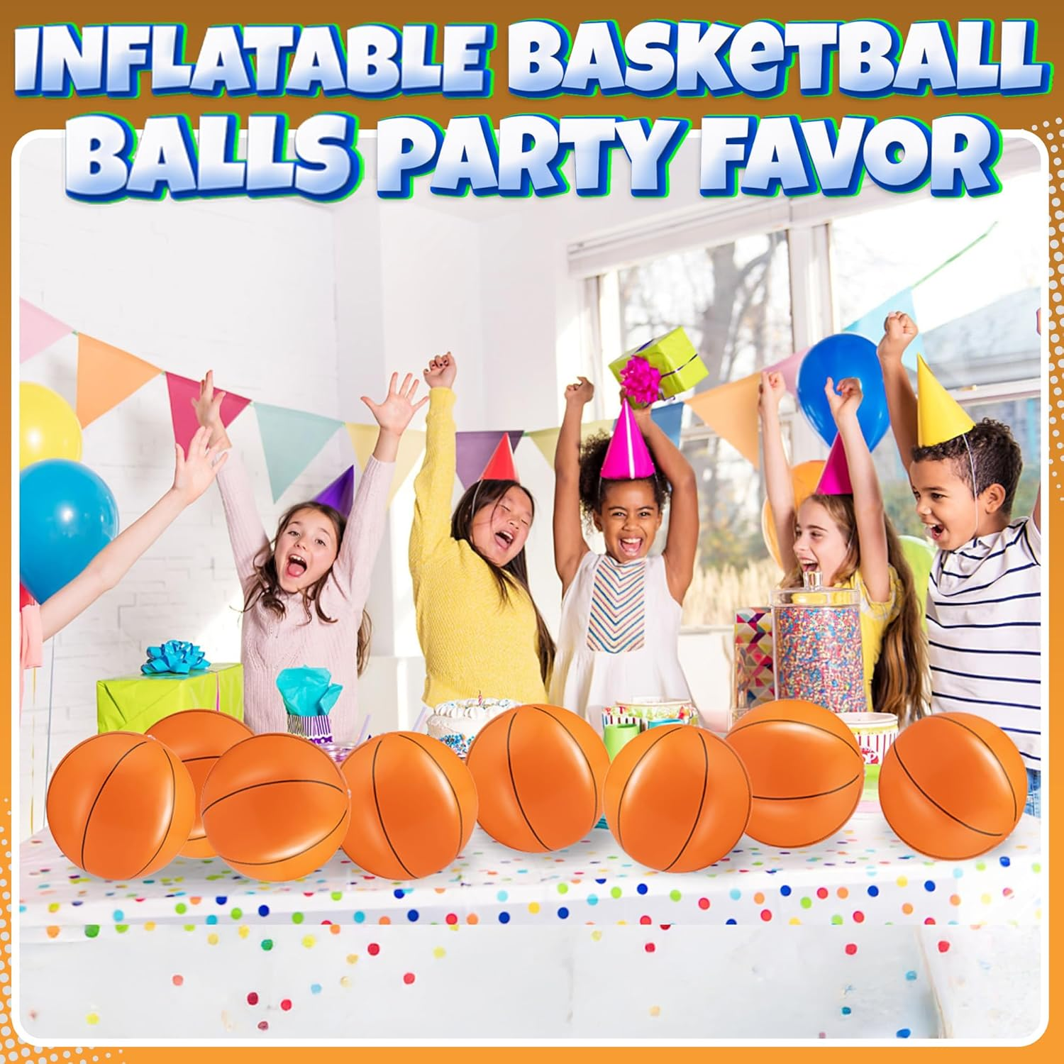 Bedwina Beach Balls in Bulk - (Pack of 12) 16 Inch Inflatable Basketball, Baseball or Rainbow Beach Ball Toys for Kids, Dozen Beach Balls for Games, Pool Toys, Decorations, Party Favors image number 2