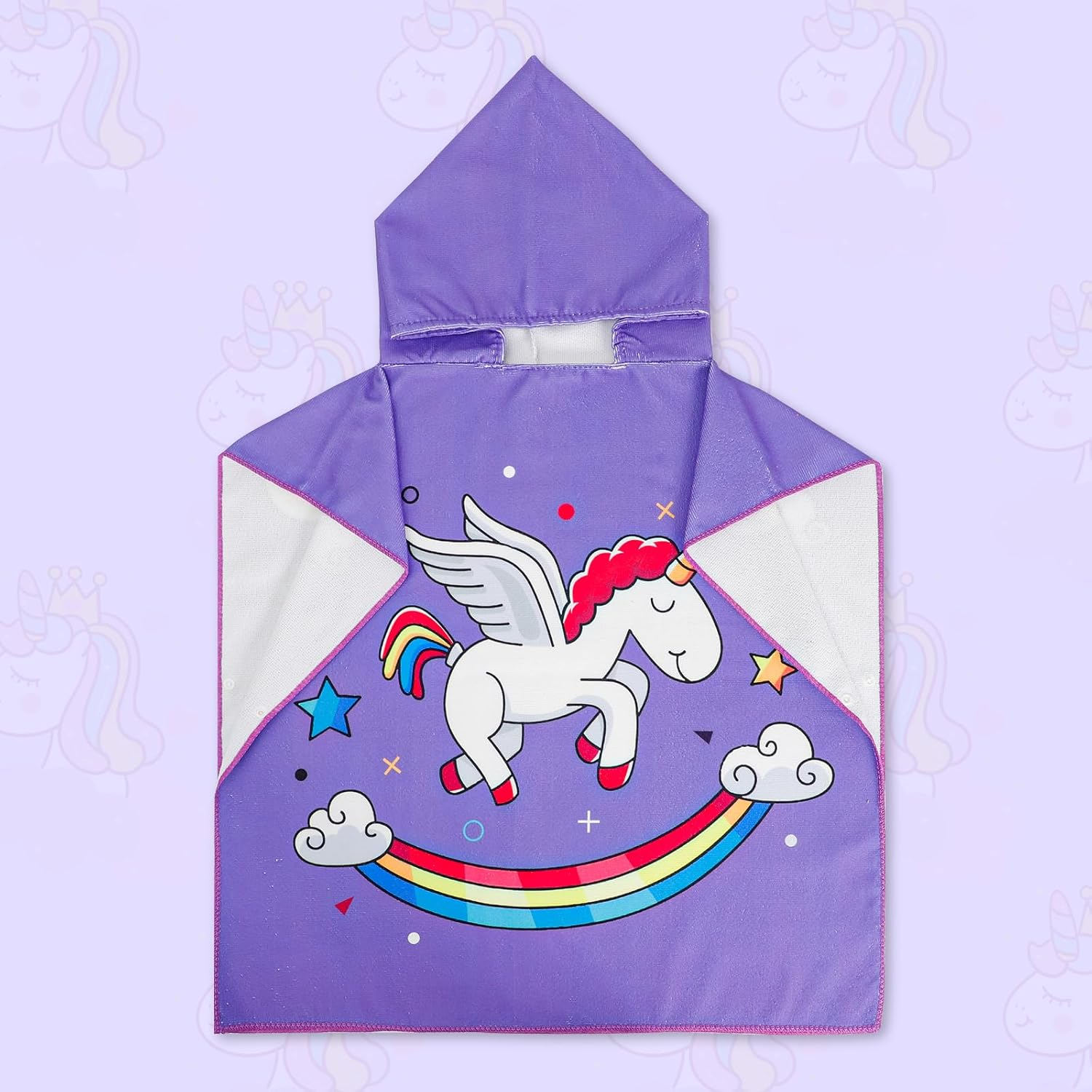 KAKU NANU Hooded Poncho Towels for Kids Beach Swimming Poncho Pink Unicorn Hooded Robe Girl Beach Poncho Pink 2 3 4 5 6 Years