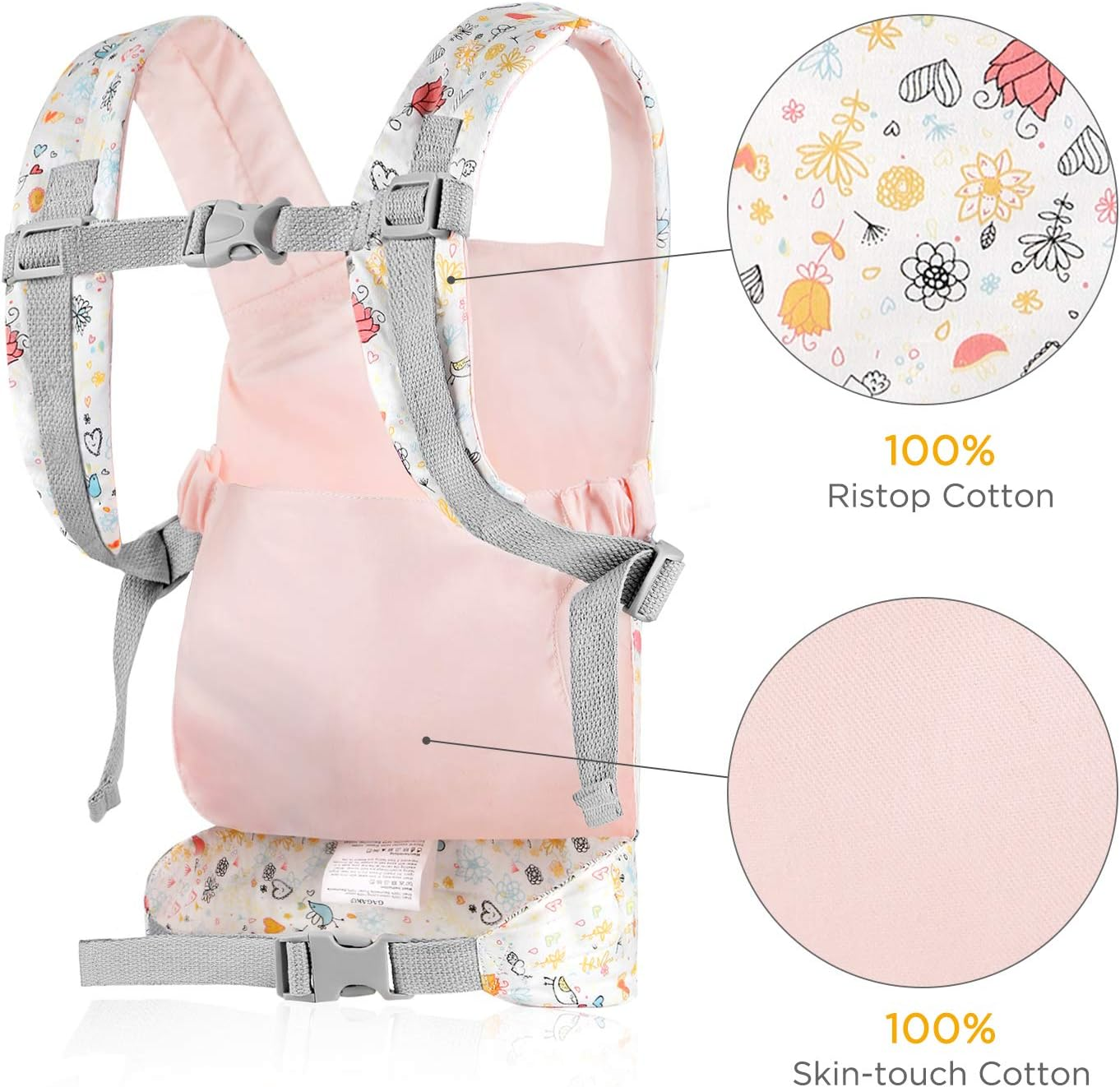 GAGAKU Doll Carrier Front and Back Soft Cotton for Girls Baby over 18 Months, Rose image number 1