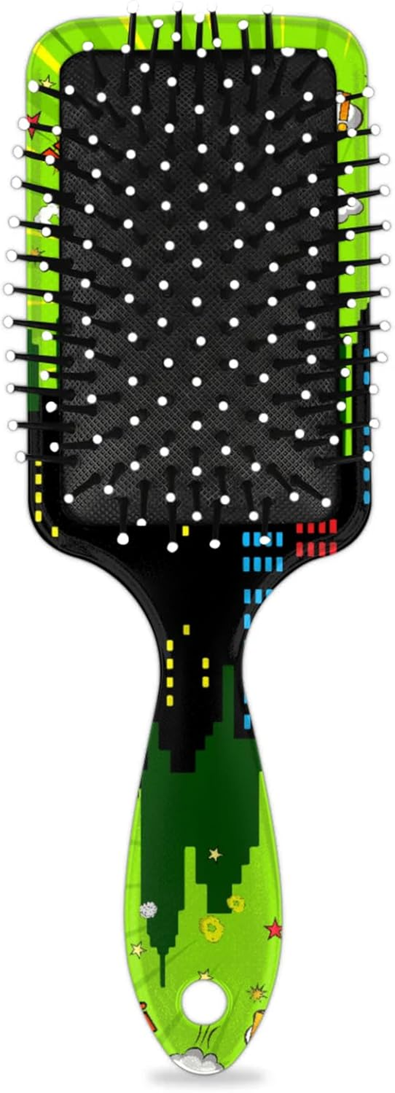 Kids Hair Brush for Boys Girls Toddler - Detangler Hairbrush for Wet Dry Thin Long Curly Hair Pain-Free Comb Glide through Tangles with Ease and Massage Scalp (Green City Comics)