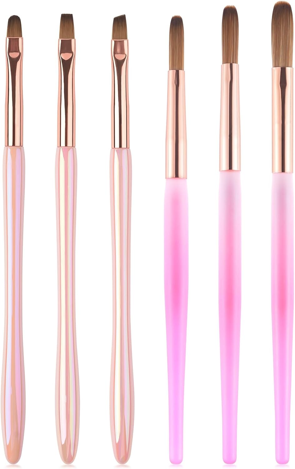 KADS Gel Nail Art Brush Set 6Pcs Oval Flat Clean up Nail Art Design Pen Painting Tools Nail Sculpting Building Brush for Manicure Nail Extension Gel Brush for Nail Salon & Home DIY Use image number 3