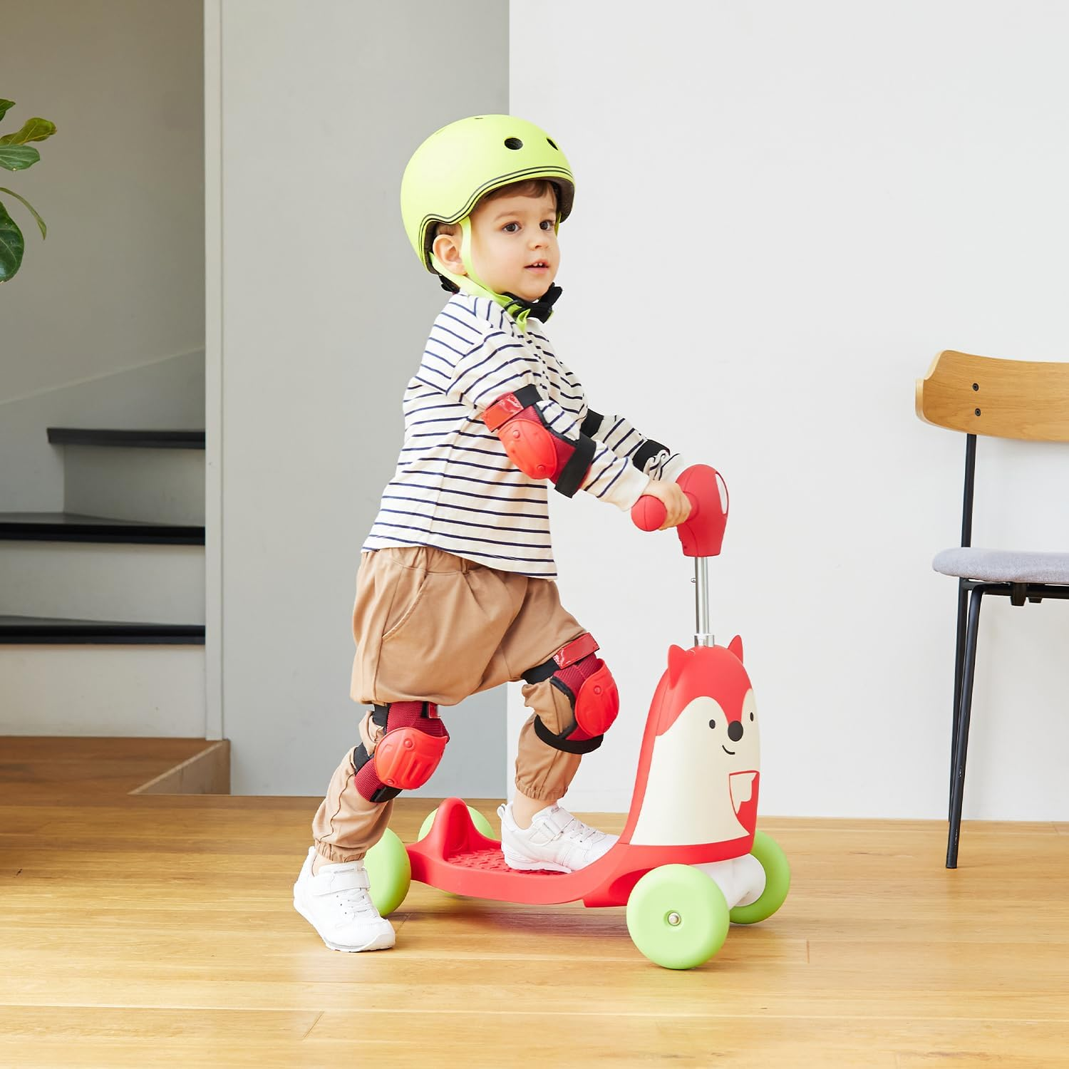 Skip Hop Zoo Fox 3-In-1 Ride on Toy for Toddlers - Baby Walker Push Toy, Ride-On Scooter with Adjustable Handle - Lights & Sounds - Indoor Play for 1&ndash;3 Years