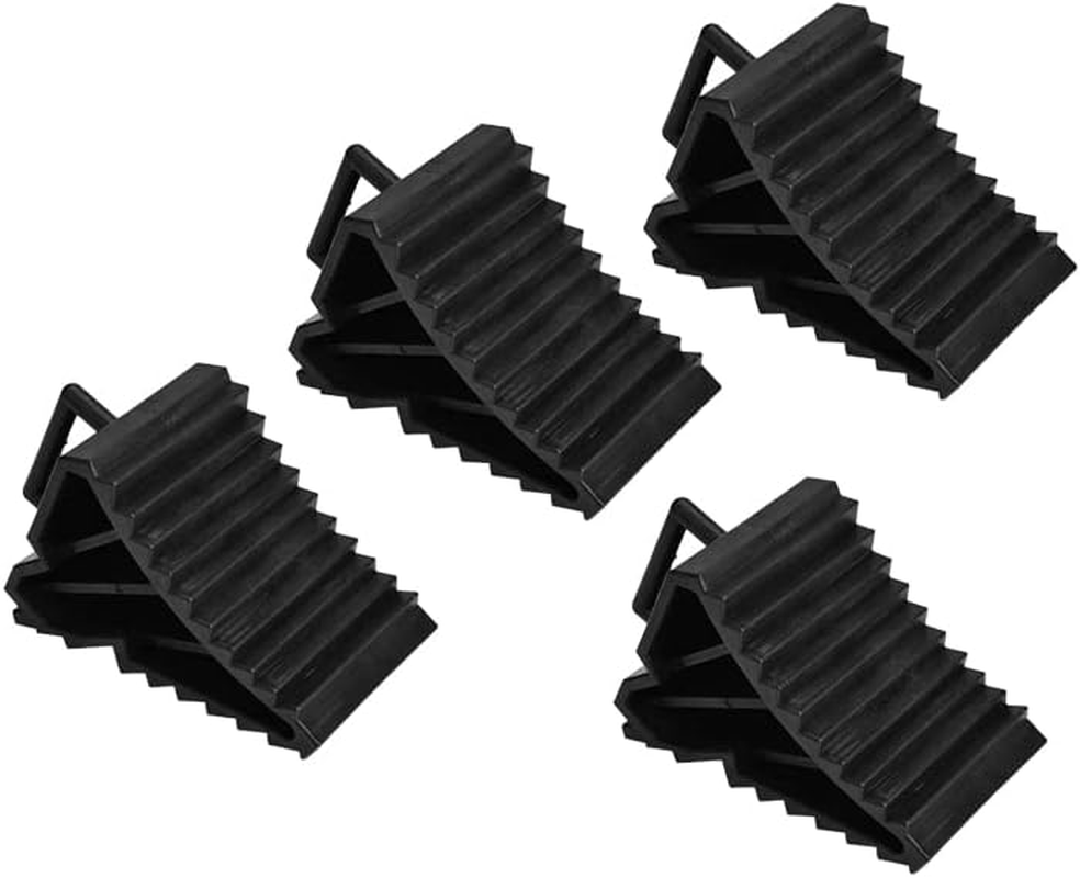 4PCS Heavy Duty Rubber Wheel Chocks with Handle, 15.5 * 9 * 9.8Cm, Solid Durable Tire Chock for Car, Travel Trailers, RV, Truck, and ATV image number 6