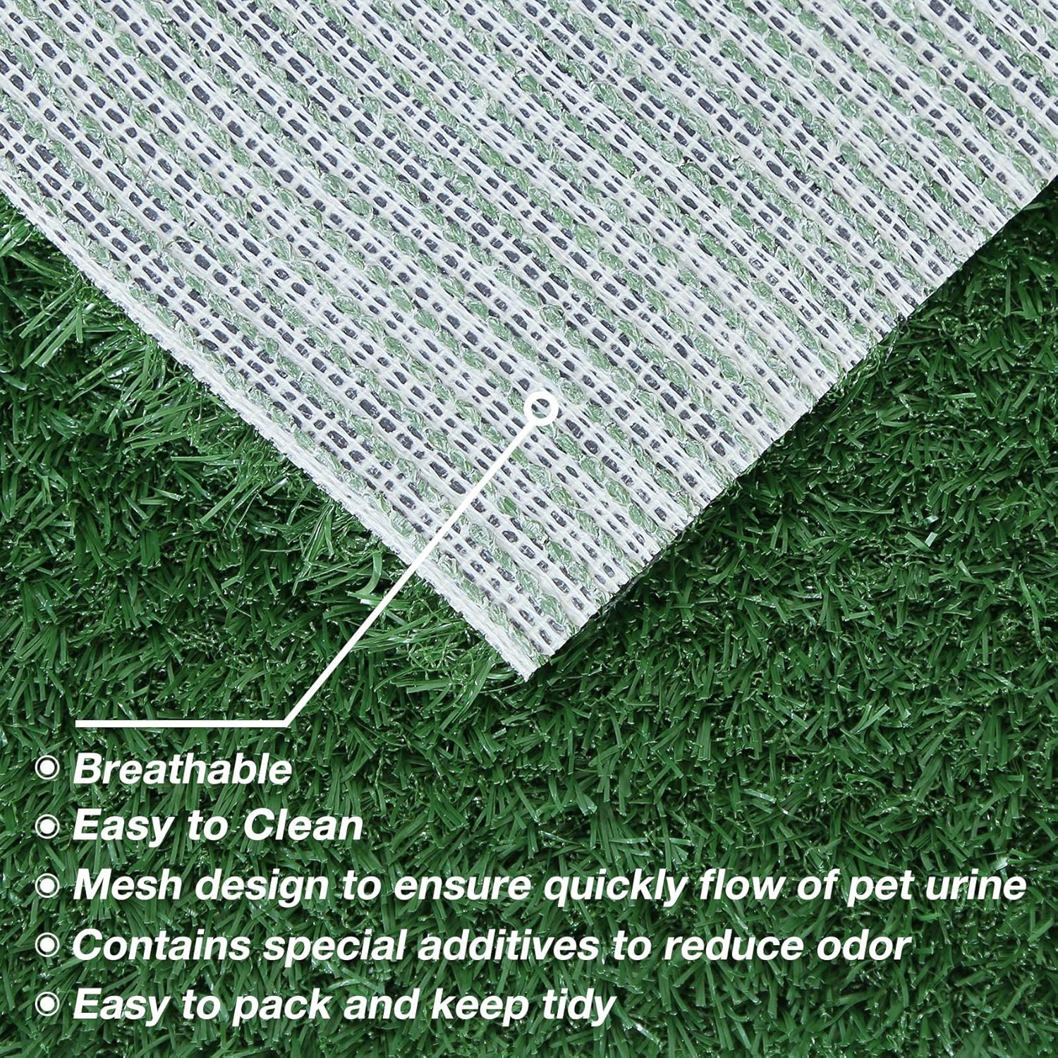 GLOBREEN Artificial Dog Grass Pee Pads 28" X 18", Large Puppy Training Turf for Potty Tray, Reusable Pet Fake Grass with Drainage, 2 Packs