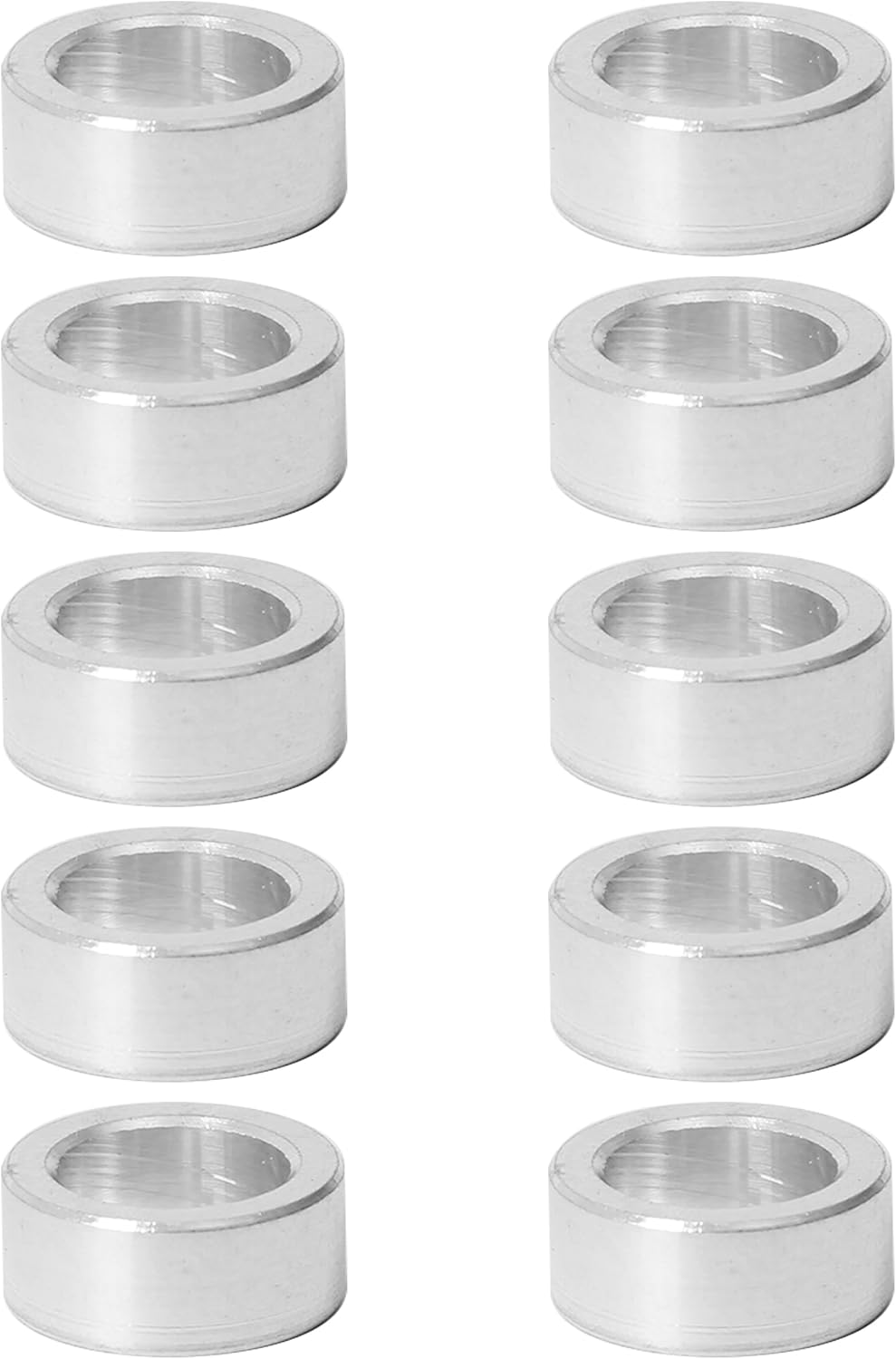 10Pcs M8 Aluminum Spacers, Metal Spacer Aluminum round 8.2Mm ID X 12Mm OD X 5Mm L Thickness Aluminum Spacer Screw Standoff for M8 Screw Bolts Silver image number 2