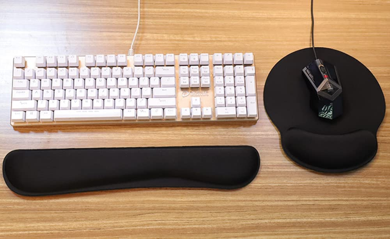 Tongke Keyboard Wrist Rest Palm Rest with Ergonomic Memory Foam Cushion for Easy Typing & Pain Relief, Anti-Slip Wrist Support for PC Laptop Computer Desktop Gaming Home Office - Black image number 2