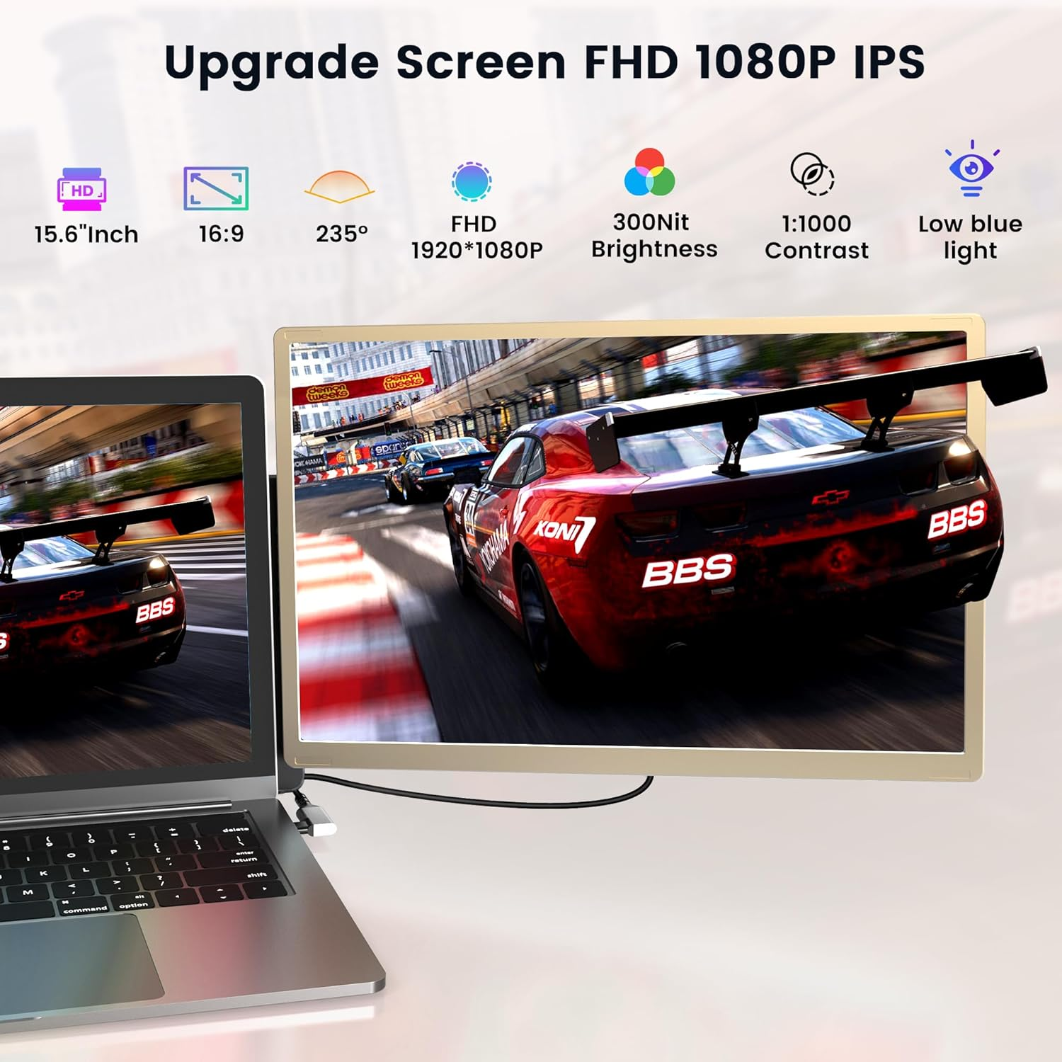 Updated Laptop Screen Extender,15.6" Portable Triple Monitor for 13&rdquo;-17.3&rdquo;Laptop with IPS FHD 1080P Display, Detachable Laptop Extended Monitor Compatible with Mac, Wins, Dex, Chrome image number 1