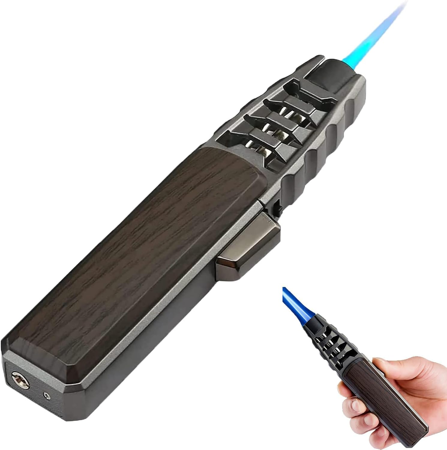 Brightfire Rechargeable Torch Lighter, Big Jet Butane Torch Lighters, Windproof Straight Torch Blue Flame Lighter, Turbine Jet Lighter Torch Heavy Duty Bright Fire Lighter (Black) image number 3