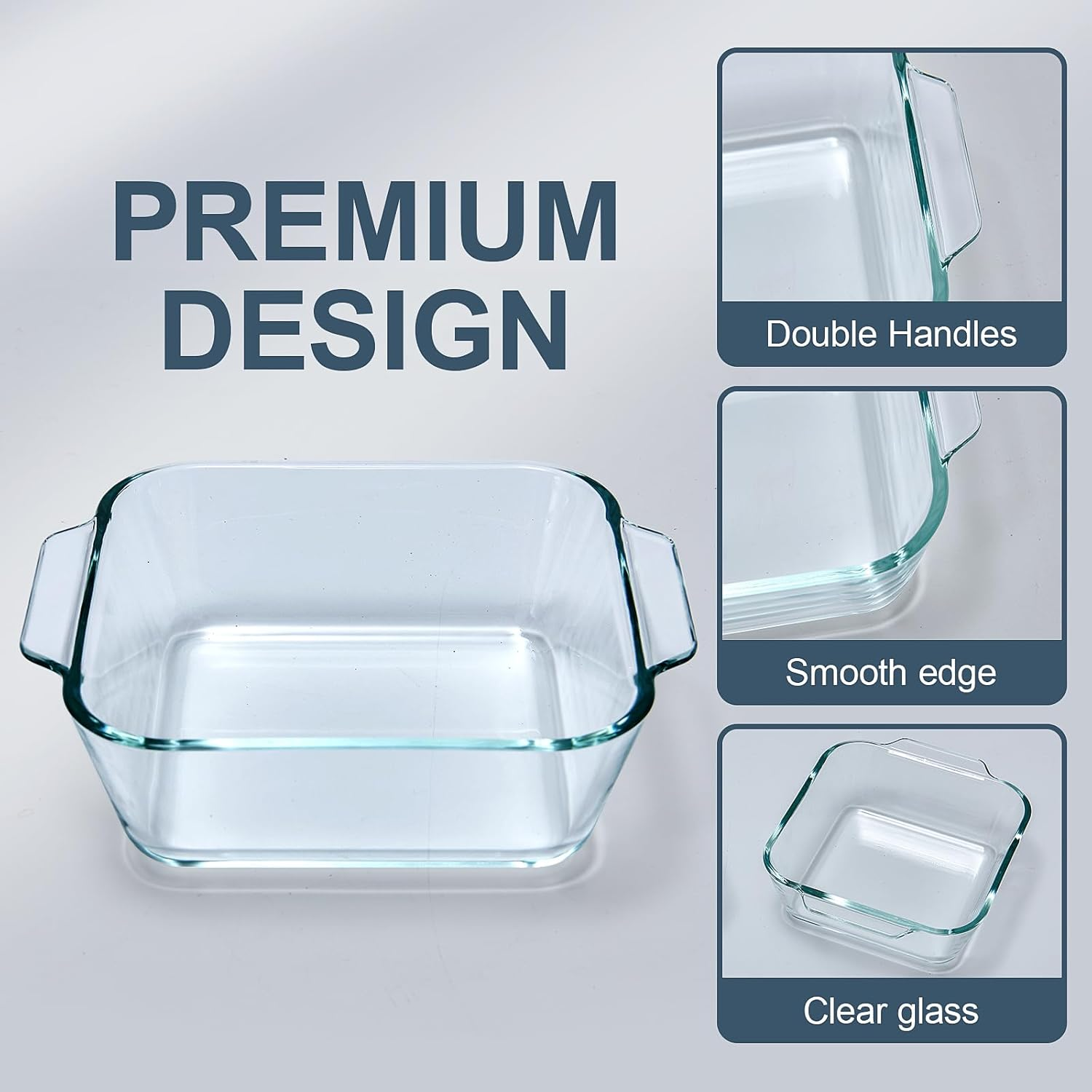 Small Casserole Dishes 4 Pack, 5 Inch Glass Square Baking Dish Individual Portion Baking Pan for Oven Microwave Air Fryer Square Egg, Clear Prep Bowls with Handle image number 5