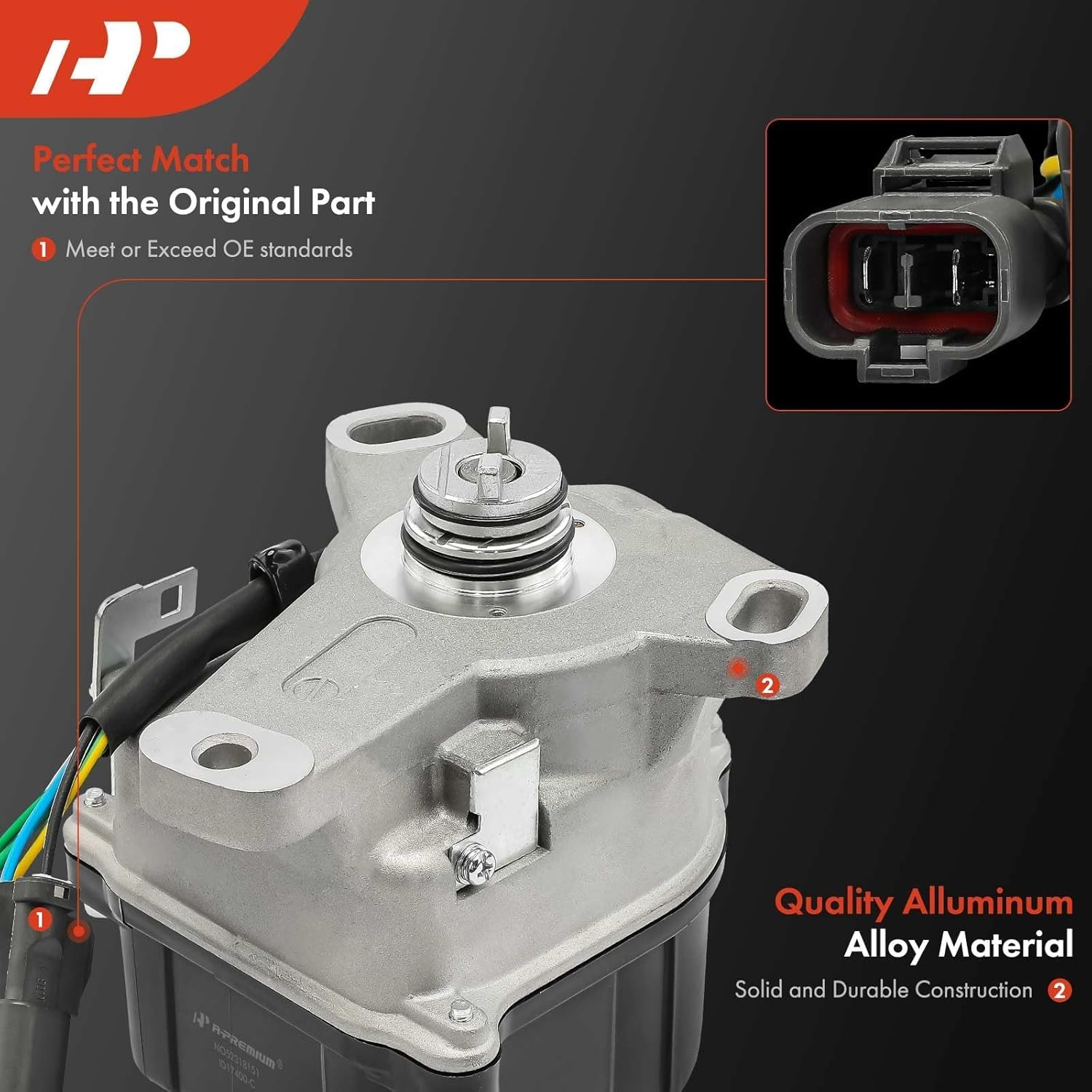 A-Premium Ignition Distributor with Cap and Rotor Compatible with Honda Prelude 1996-2001, 2.2L 2.3L image number 4