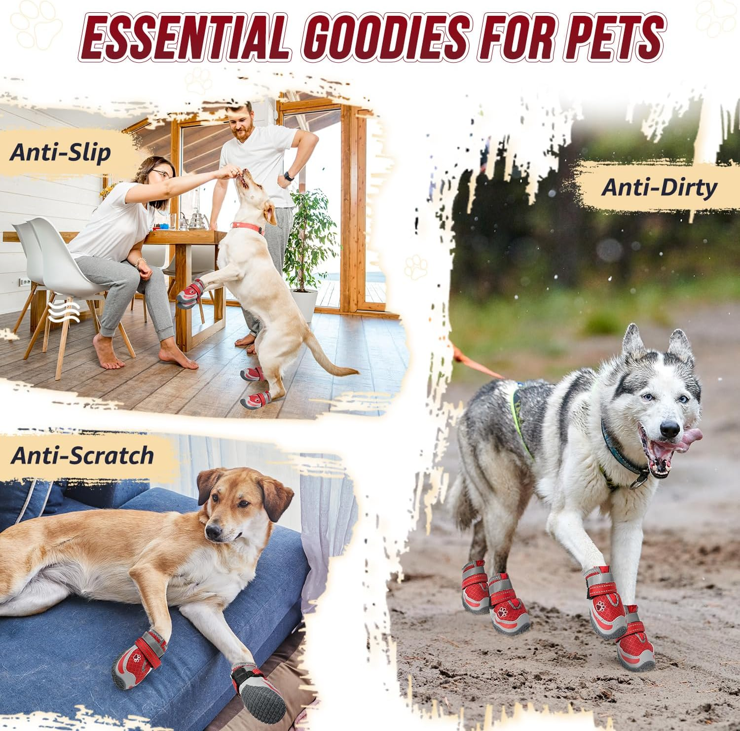 Slowton Dog Shoes for Summer Hot Pavement - Breathable Dog Boots for Large Small Medium Pet, Paw Protector for Outdoor Walking Hardwood Floor, Anti-Slip Rubber Booties for Winter Snow image number 2