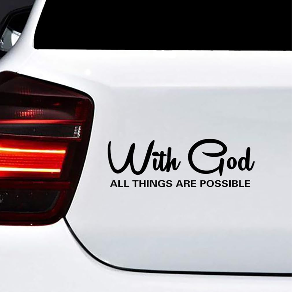 With God All Things Are Possible Sticker Vinyl Decal for Car Window Bumper Laptop 2Pack (Black) image number 3