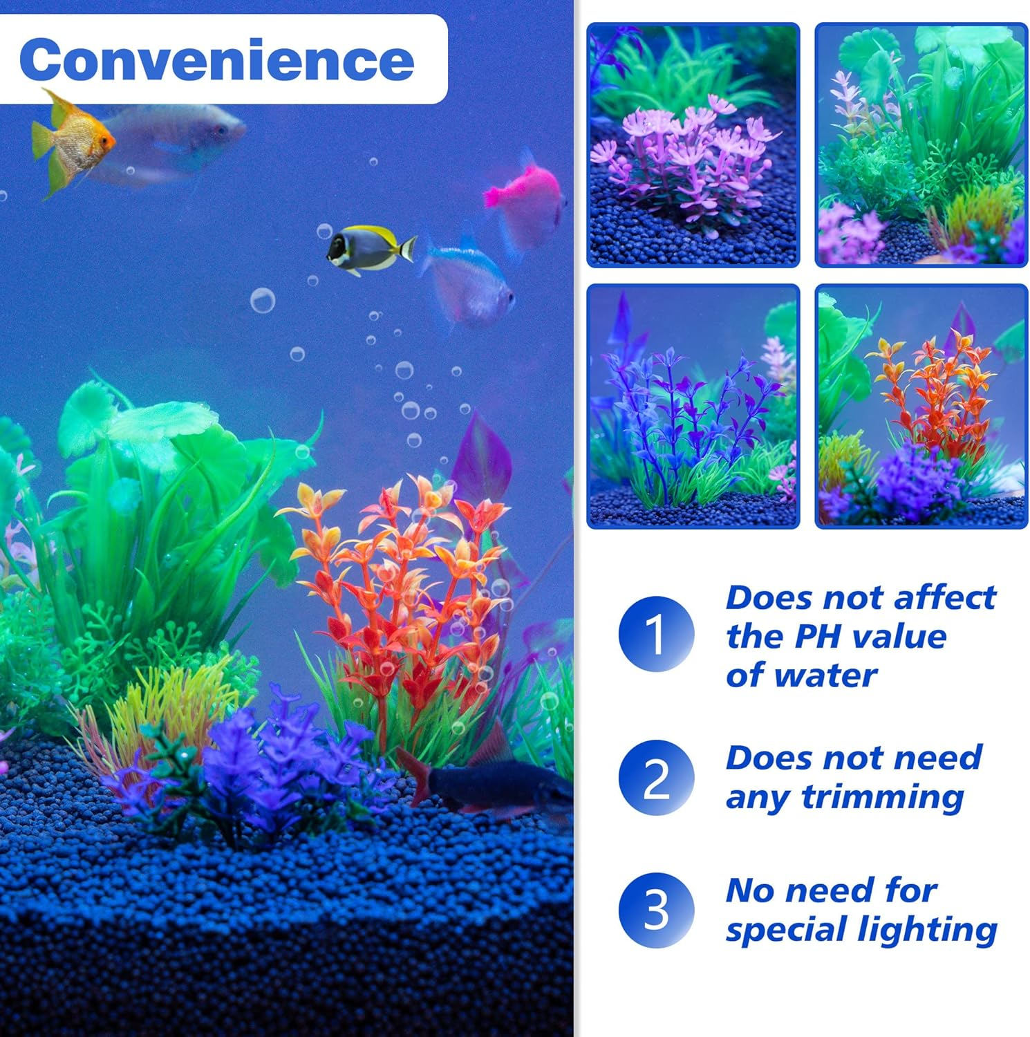 Ameliade Fish Tank Decorations Aquarium Artificial Plastic Grass Plants Decor Small Betta Goldfish Turtle Tank Accessories （11 Pieces） image number 6