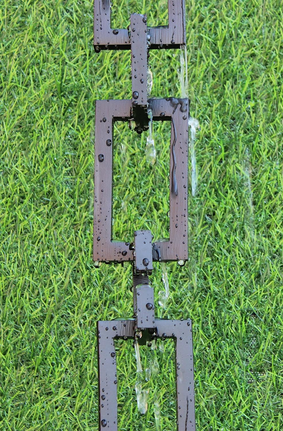 KAM Home Aluminium Artware Rectangle with Square Rain Chain with Installation Kit (Brown, 13)