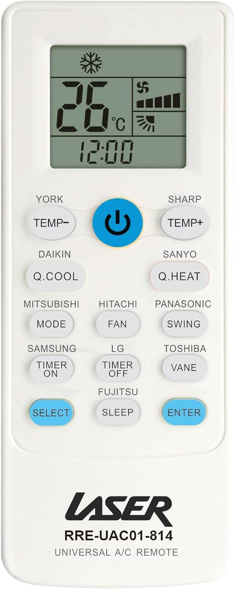 Laser Universal Air Conditioner Remote &ndash; Quick 2-Button Setup, Compatible with Major AC Brands, Easy Replacement Remote with LCD Display, Quick Heat & Cool Modes, Supports Split System & Portable ACS image number 4