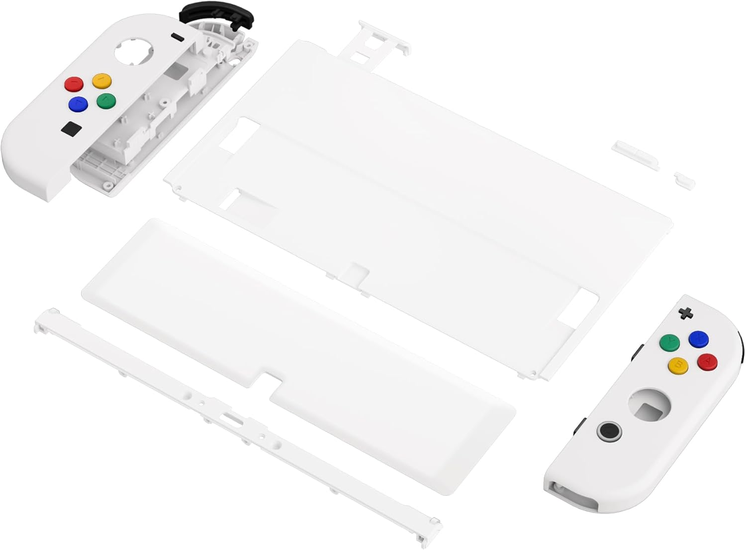 Extremerate DIY Full Set Shell Buttons for Nintendo Switch OLED, White Replacement Console Back Plate & Kickstand, Custom Case Housing for Nintendo Switch OLED Joycon Controller [Control NOT Included] image number 5