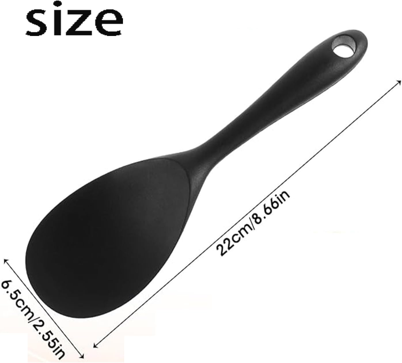 2 Pack Silicone Rice Spoons, Non Stick Heat Resistant Silicone Rice Spoons for Rice Cookers (Black) image number 5