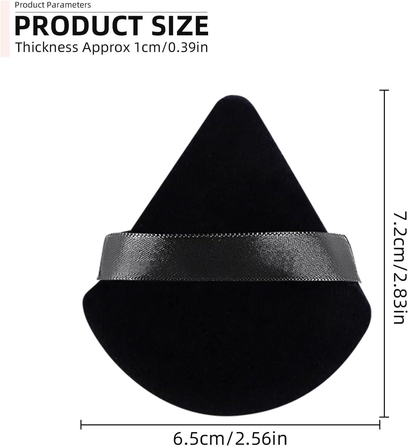 20 PCS Cosmetic Powder Puff, 2.83'' Cotton Triangle Face Makeup Puff Setting for Loose Powder Velvet Soft Body Foundation Portable Wet Dry with Ribbon Band Handle Beauty Tool (Black; White) image number 2