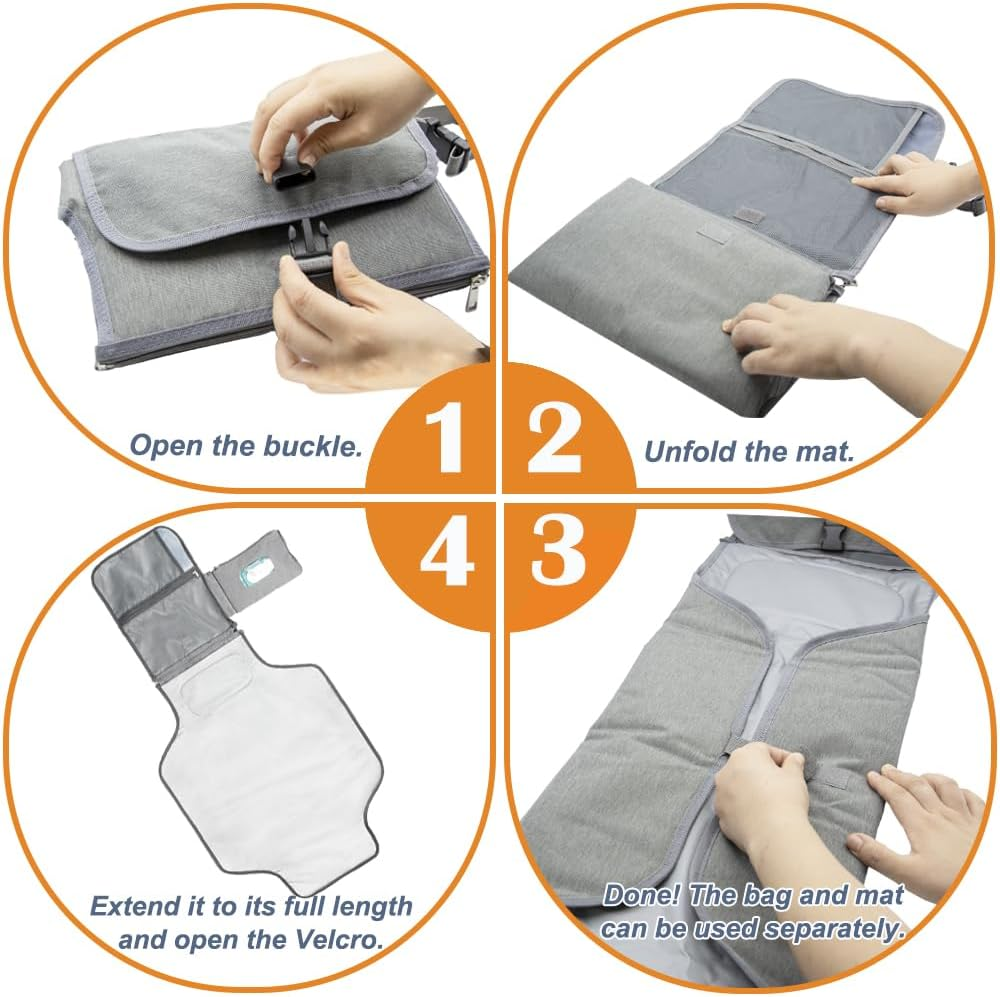 TINY SPARK Portable Diaper Changing Pad, Portable Changing Mat Baby Changing Pad with 4 Pockets Waterproof Travel Changing Kit for Home Uasge and Travel image number 5