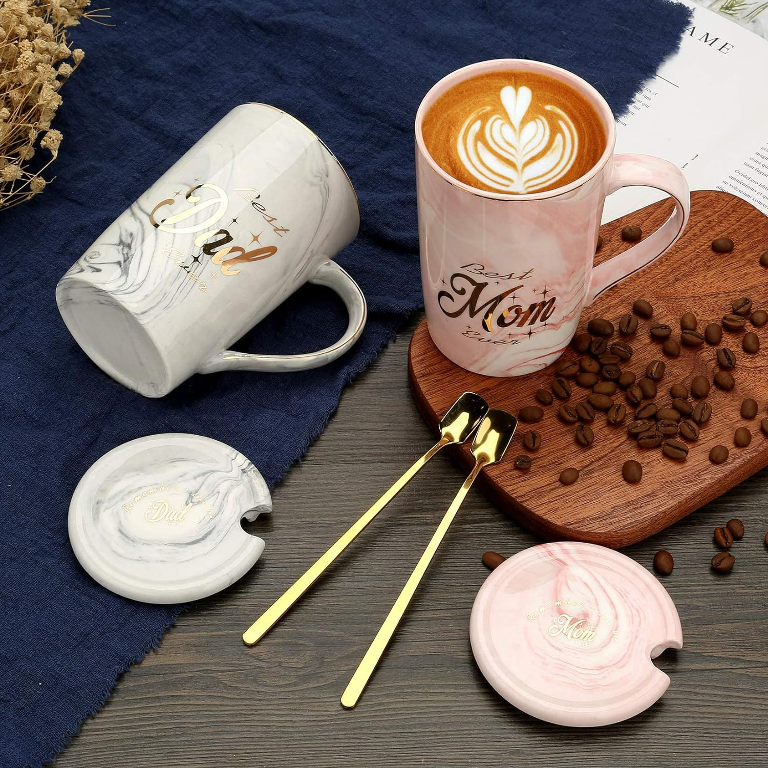 Mom and Dad Mugs - Pregnancy Gifts for First Time Moms - Ceramic Couple Coffee Cups for New Mom New Dad - Gifts for Pregnant Women Parents to Be Baby Shower Mother'S Day Father'S Day image number 3