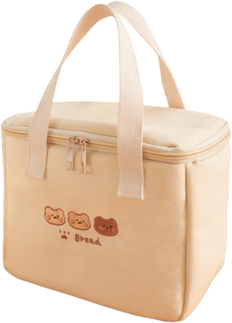 RICHTRUE Kawaii Lunch Bag for Girls Lunch Box Insulated Cute Lunch Bags for Women Insulated Lunch Box for Kids (Bear-Flip)