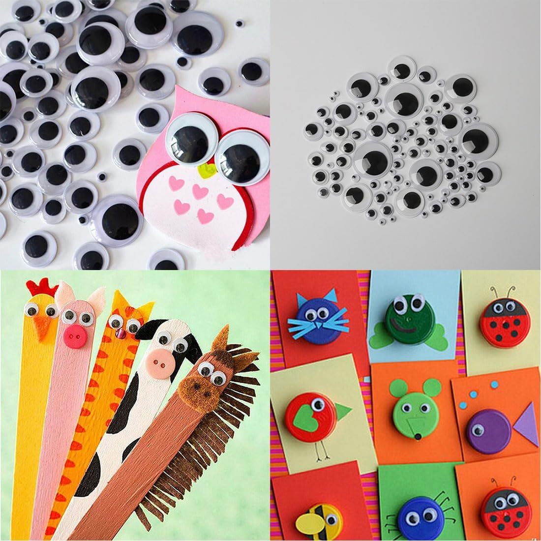 1280 PCS Googly Eyes for Crafts，Googly Eyes Self Adhesive Black White Plastic Googlys Eyess ，Mixed Assorted Sizes Sticker Eyess for DIY Crafts Decoration image number 1