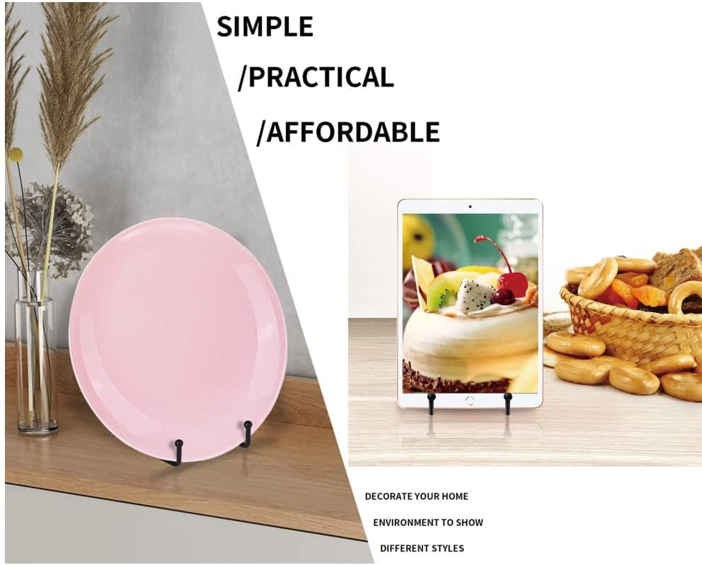 4 Pcs Plate Stands for Display,6 Inch Metal Frame Holder Stand for Plate Stand Plate Holder Display Stands for Picture, Decorative Plate, Book, Photo Easel, Dish and Artistic Work (Black) image number 6