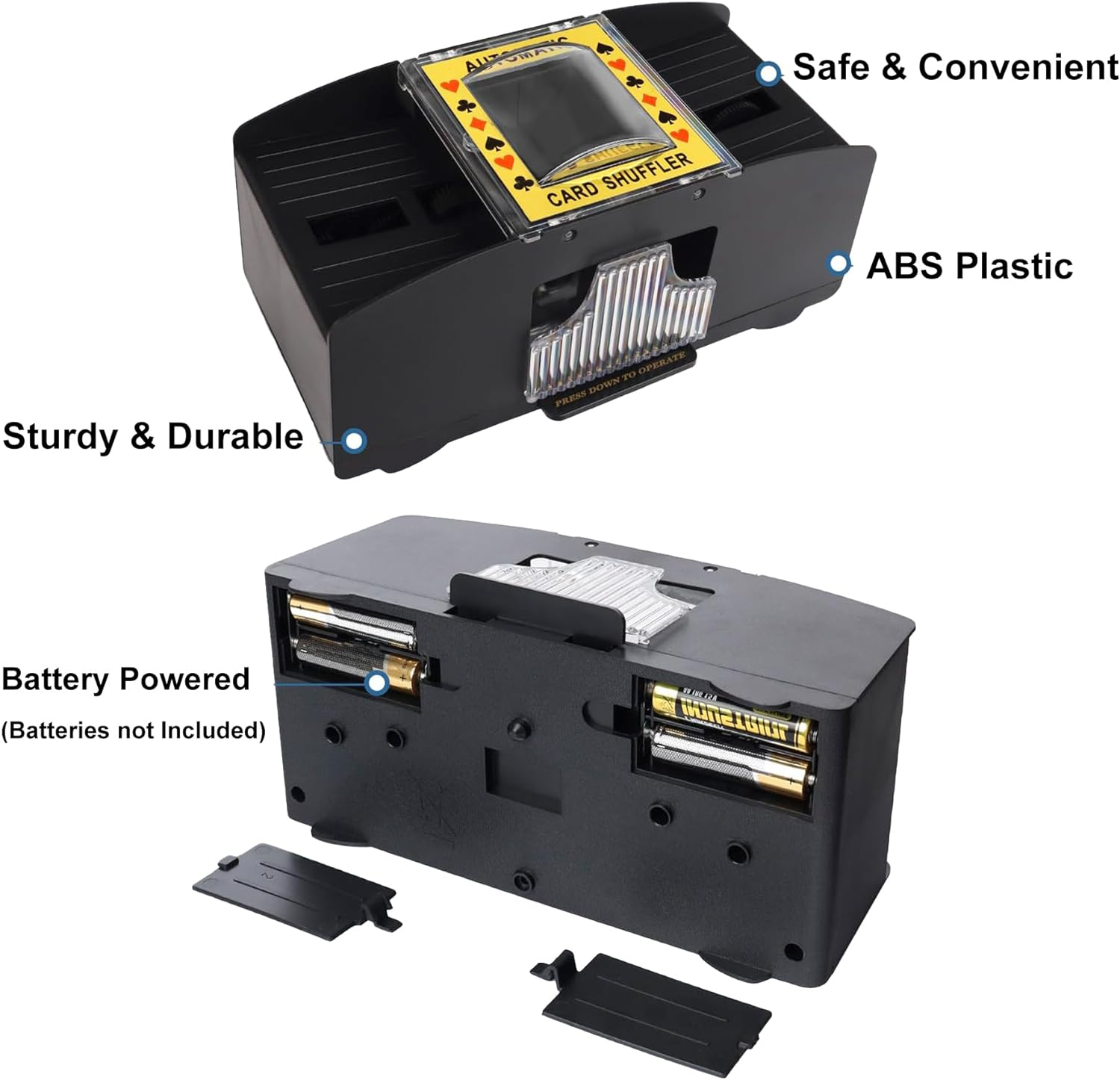 Automatic Card Shuffler Battery Operated Card Dealer Machine Electric Casino Card Shuffler for UNO Blackjack Texas Hold'Em Home Card Games Blackjack Home Party Club Game Travel Family Party Club