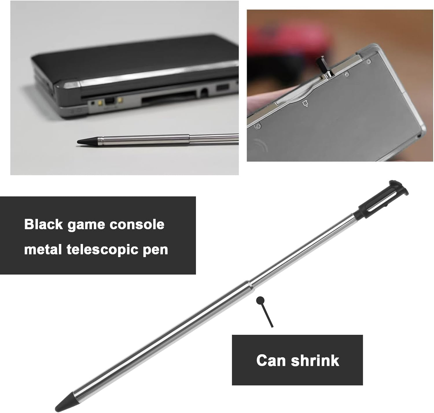 Create Idea 10Pcs Stylus Pen Retractable Touch Screen Pen Extendable Touch Pens Compatible with Nintendo New 3DS for Control Video Games Black image number 1