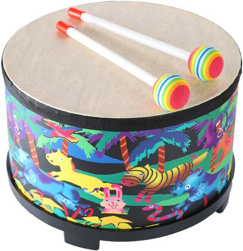 Floor Tom Drum for Kids 10 Inch Percussion Instrument Music Drum with 2 Mallets for Baby Children Special Christmas Birthday Gift image number 1