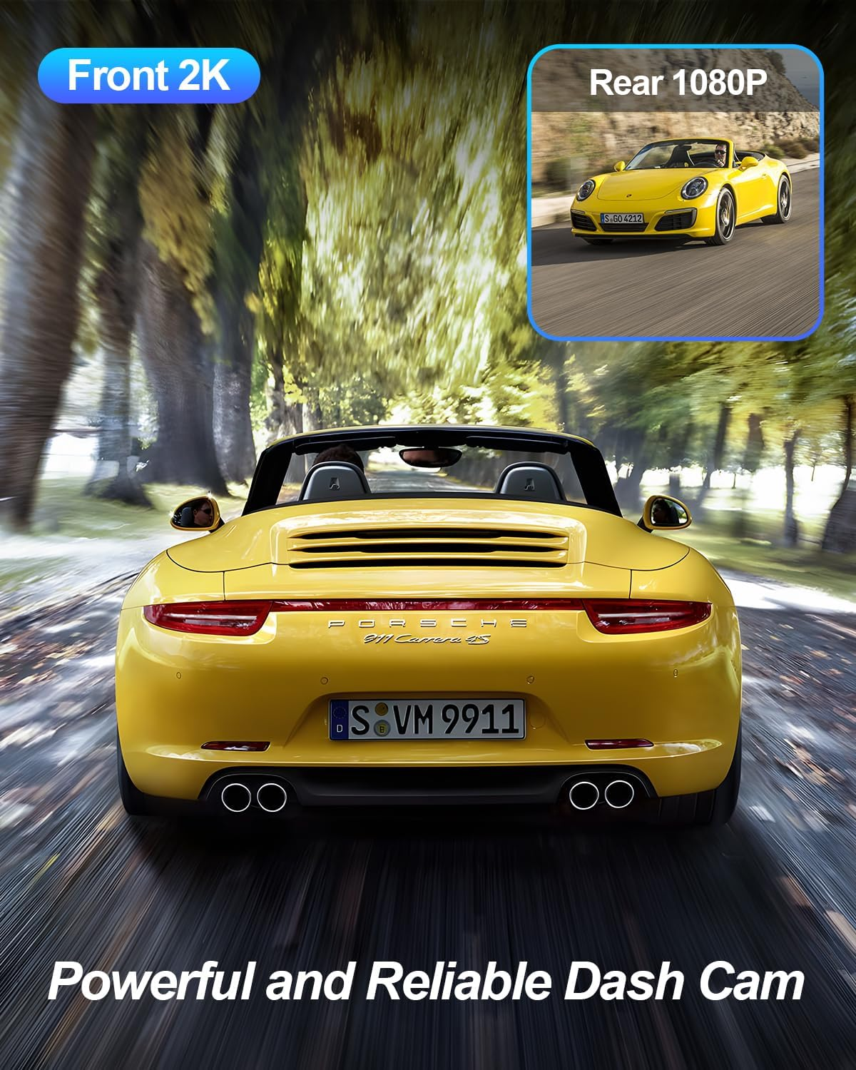 Dash Cam for Cars 2K+1080P Car Dash Camera Recorder 3Inch Screen Dashboard Camera with 64GB Card，170&deg; Wide Angle, Super Night Vision, WDR, Loop Recording, Parking Monitor, G-Sensor, Motion Detection image number 3