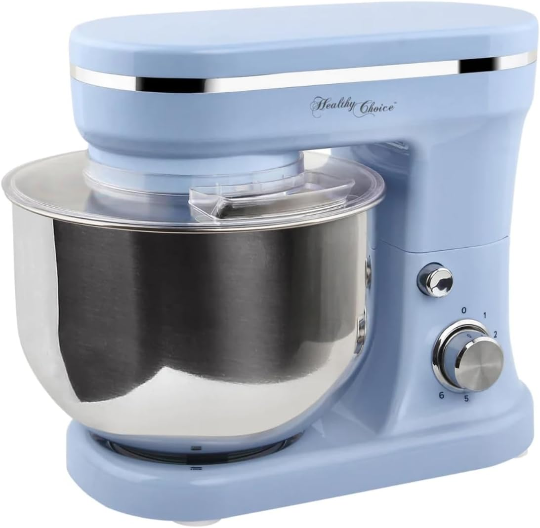 Healthy Choice 400W Stand Mixer with 5L Bowl Capacity, Powerful Kitchen Mixer for Baking, Mixing and Dough Kneading, Includes Multiple Attachments - Blue image number 2