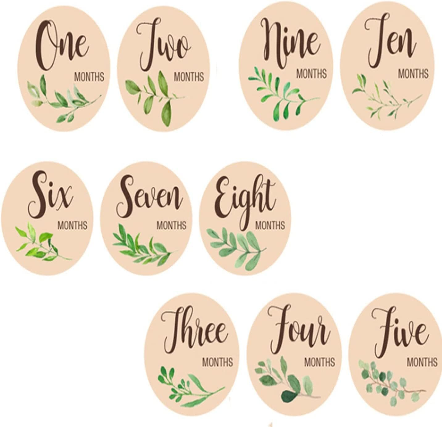 Wooden Baby Monthly Milestone Cards,10Pcs Baby Monthly Milestone Cards,Baby Monthly Milestone Cards Sign,Double Sided Marker Wooden Circles Discs, Baby Announcement Sign for Photo Prop Baby Shower image number 3