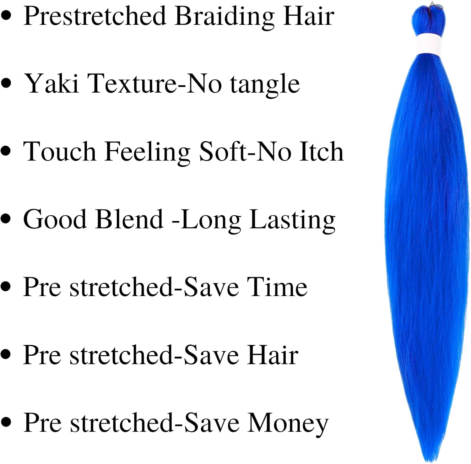 Blue Braiding Hair Pre Stretched Box Braid Kanekalon Braiding Hair Prestretched Human Hair 26Inch