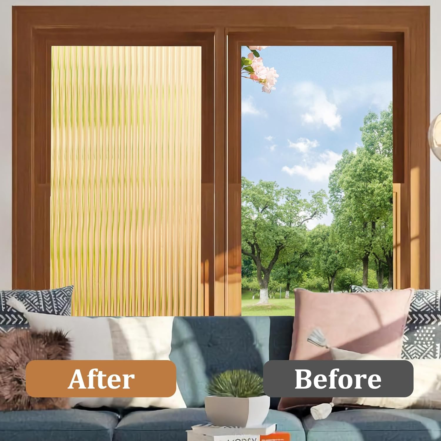 Beautyhero Window Privacy Film, Stained Glass 3D Reeded Frosted Stickers for Bathroom, Adhesive Decorative UV Blocking, 23.6X78.7 In image number 4