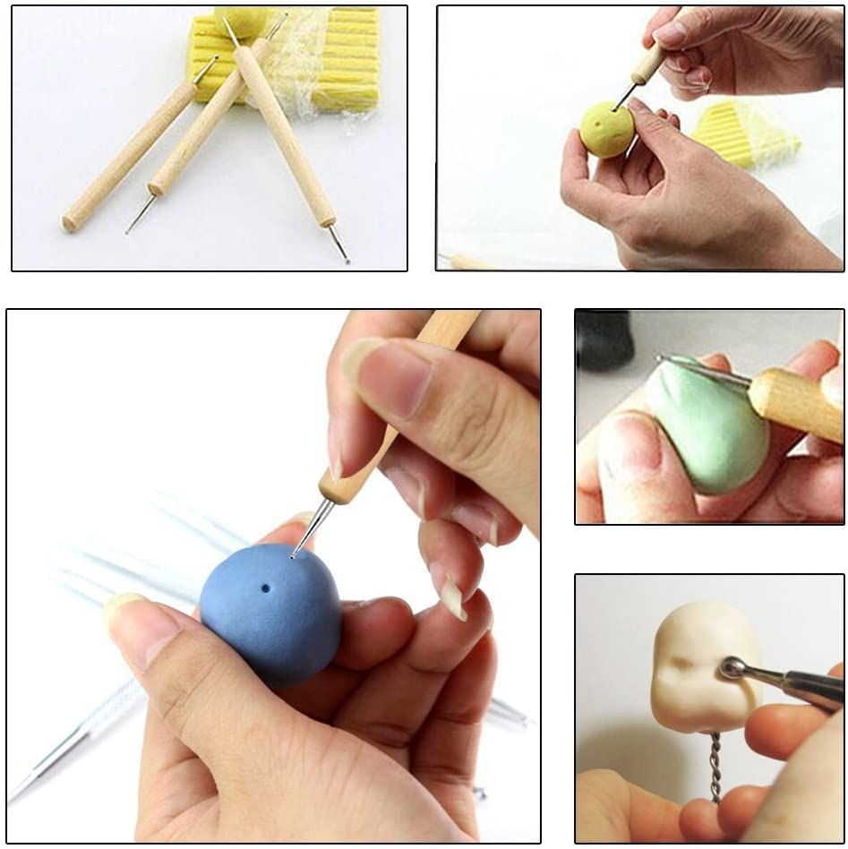 5Pcs Wooden Ball Styluses Tool Set for Embossing Pattern Clay Sculpting, Nail Art image number 2