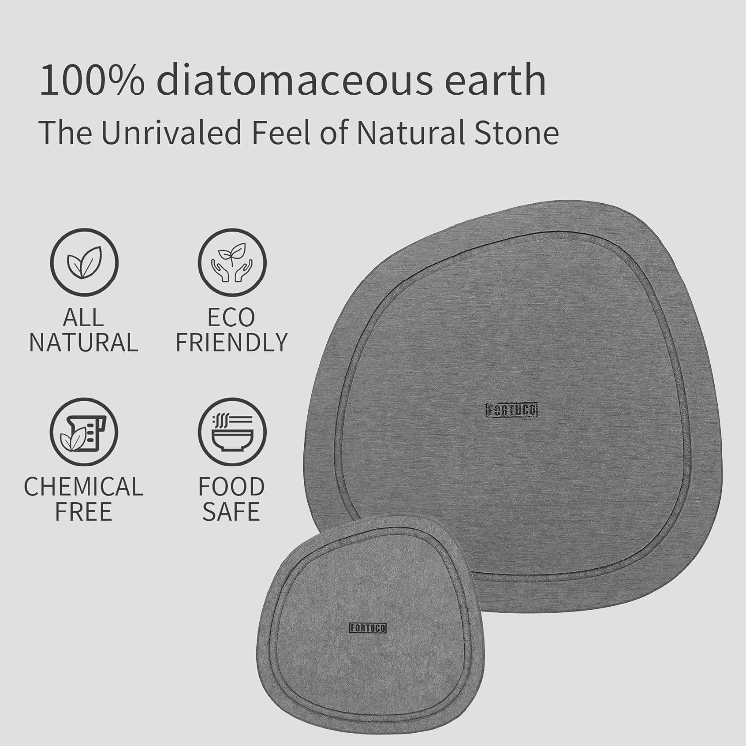 Stone Plant Saucers | Premium Diatomite | Water-Absorbent Planter Trays for Indoor Plants | Flower Pot Saucers | Plant Pot Plate & Drip Tray for Drainage | 2 Pack | Charcoal