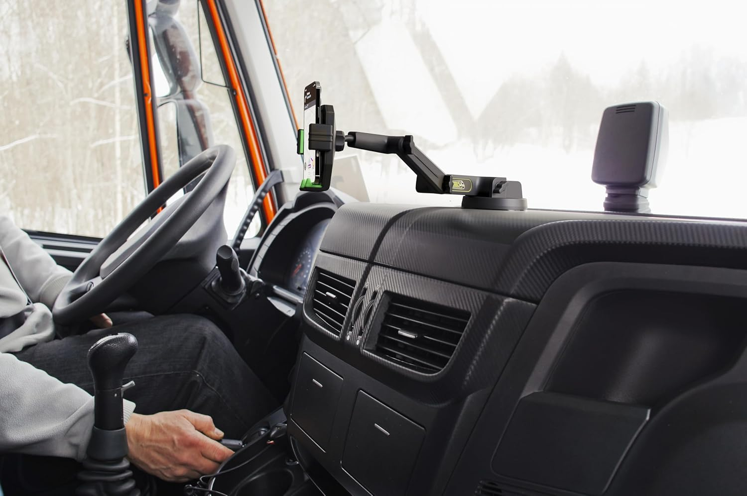 Phone Mount for Truck Phone Holder for Truck - Heavy Duty Super Suction Cup, Mobile Device Holder Dashboard Window 16.9 Inch Long Arm & Stable, Iphone & Samsung Compatible, Big Rig Trucker, Green image number 1