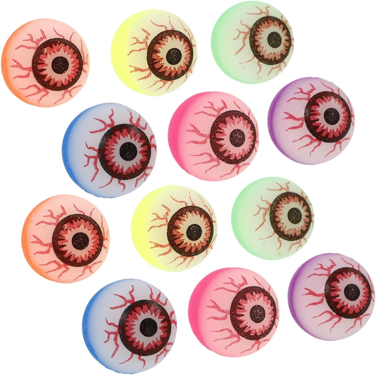 24Pcs Halloween Eyeball Bouncy Balls Party Favors Rubber Glow in the Dark Toys Kids Sensory Fidgets for Birthday Celebrations image number 6