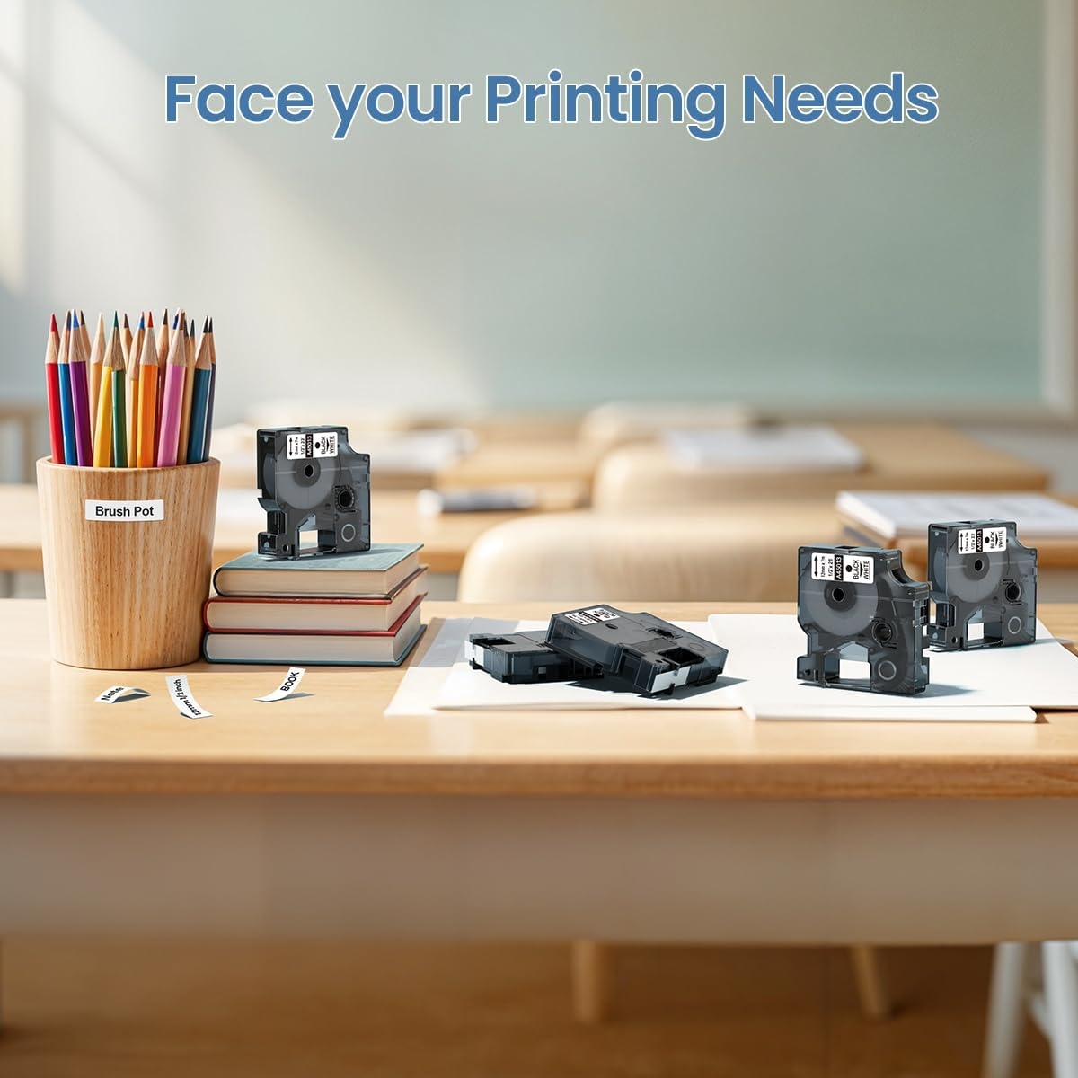 Replace for DYMO D1 Label Tape 45013 1/2 Inch X 23Ft Black on White A45013 45013S S0720530 Refills Compatible with Dymo Labelmanager 160 LM 280 210D 360D 420P Label Maker, 5-Pack image number 4