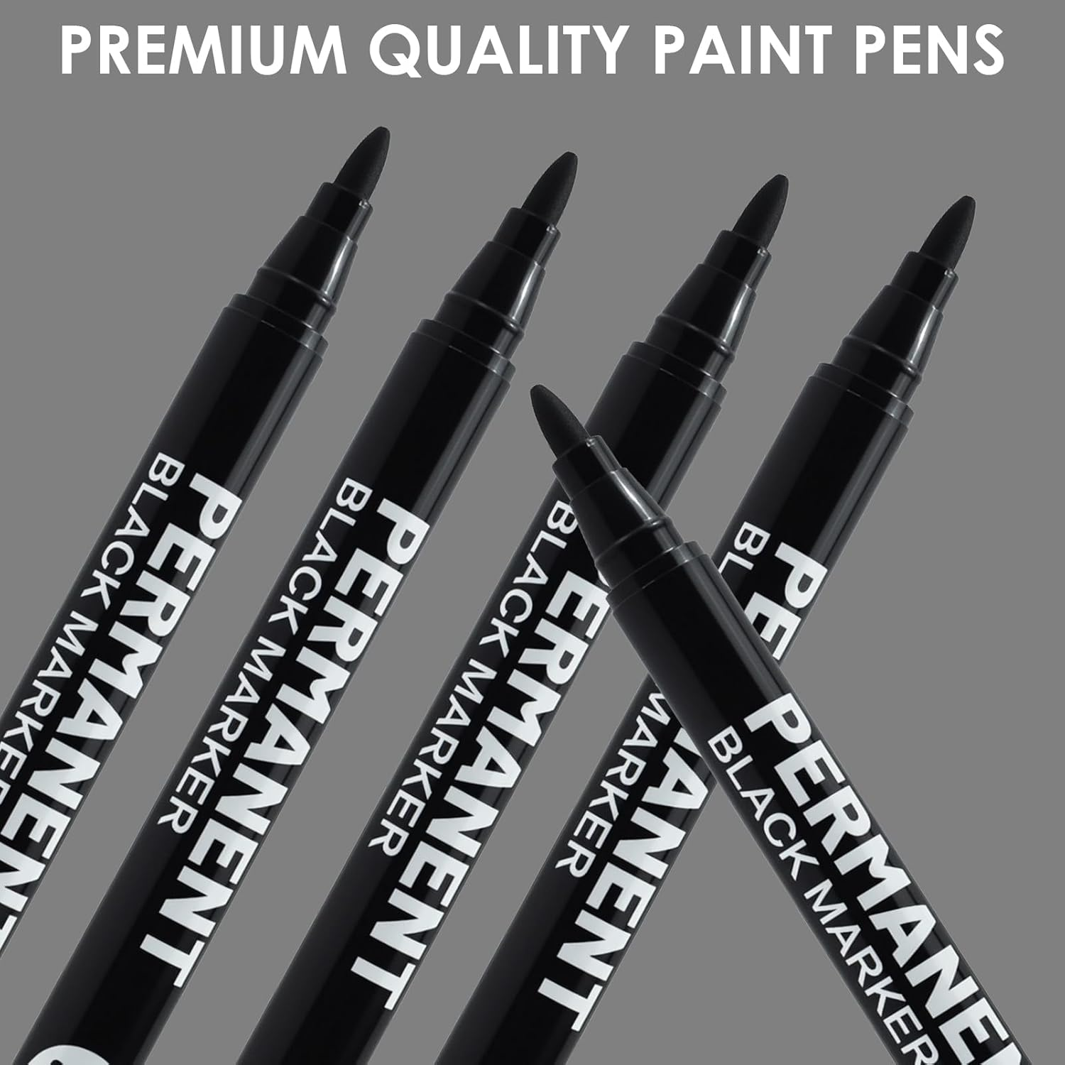 12 Pcs Black Permanent Marker Pen, Acrylic Gel Painting Pen for Glass Stone Rock Ceramic Wood Tire Fabric Metal Carton Mobile Phone Case, Water Based Waterproof Quick-Drying Strong-Coverage image number 4